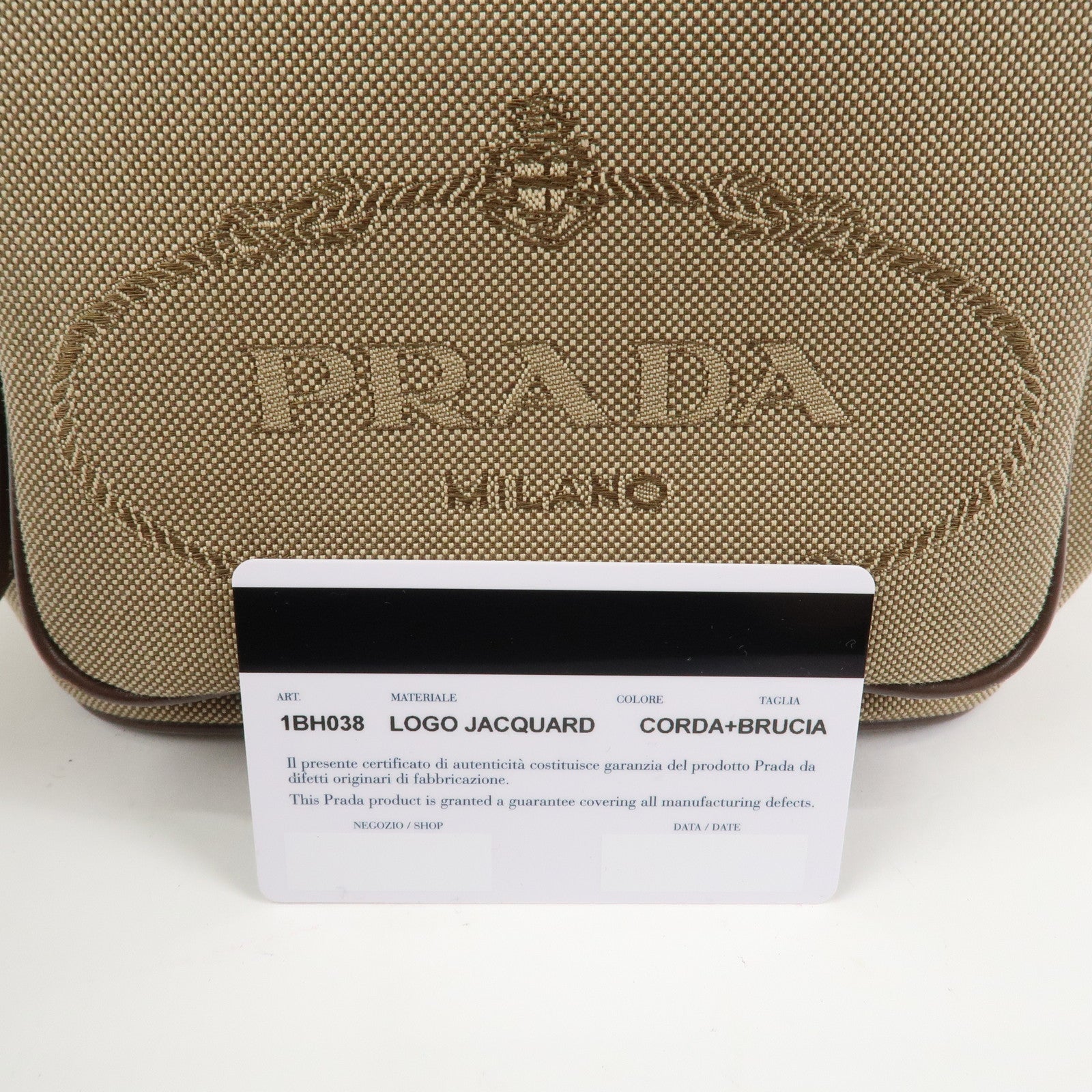 PRADA Jacquard Leather 2Way Bag Drawstring Hand Shoulder Bag 1BH038