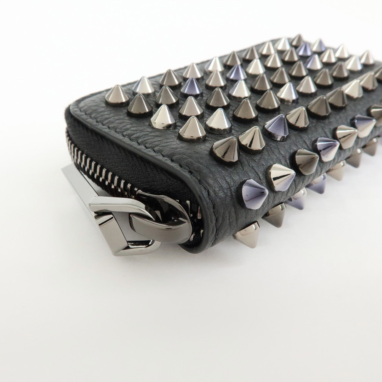 Christian Louboutin Leather Panettone Studs Key Case Black