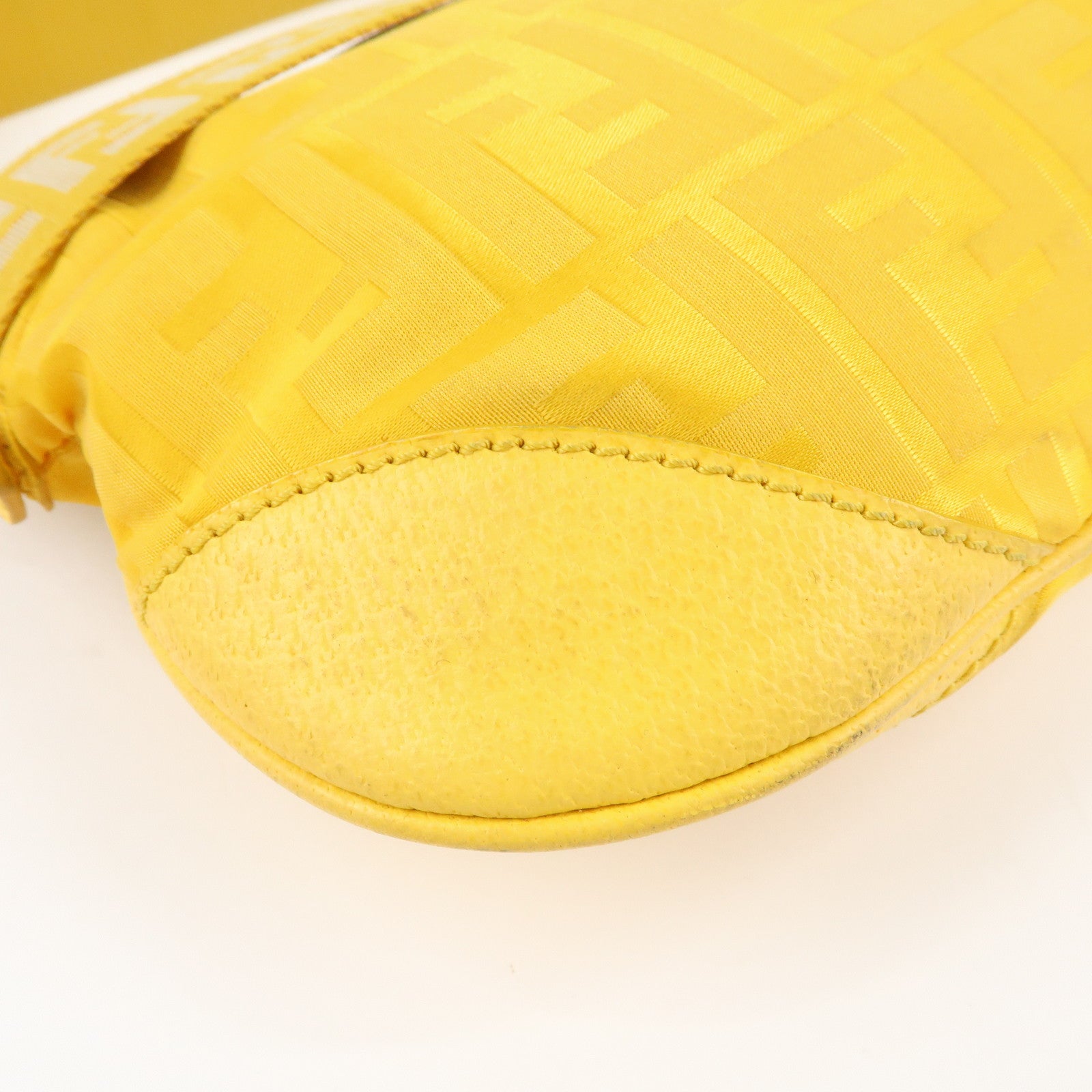 FENDI Nylon Leather Shoulder Bag Hand Bag Yellow 8BR500 Used