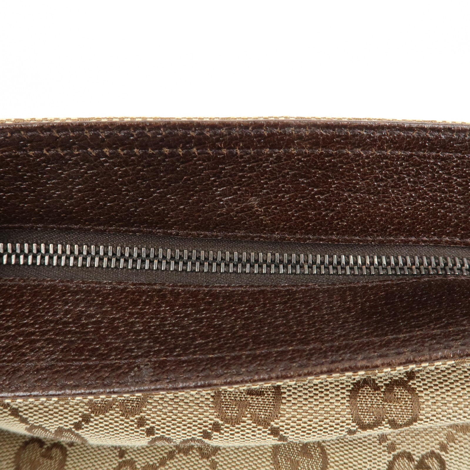 GUCCI Sherry GG Canvas Leather Shoulder Bag Beige Brown 169937