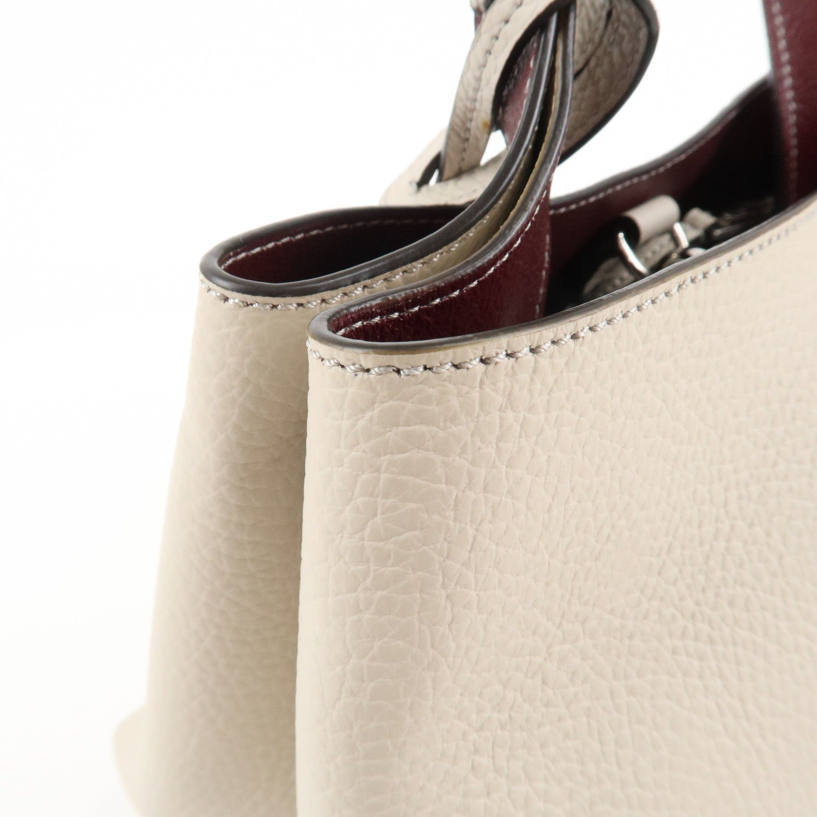 TOD'S T Timeless Micro Leather 2Way Hand Bag Gray Used