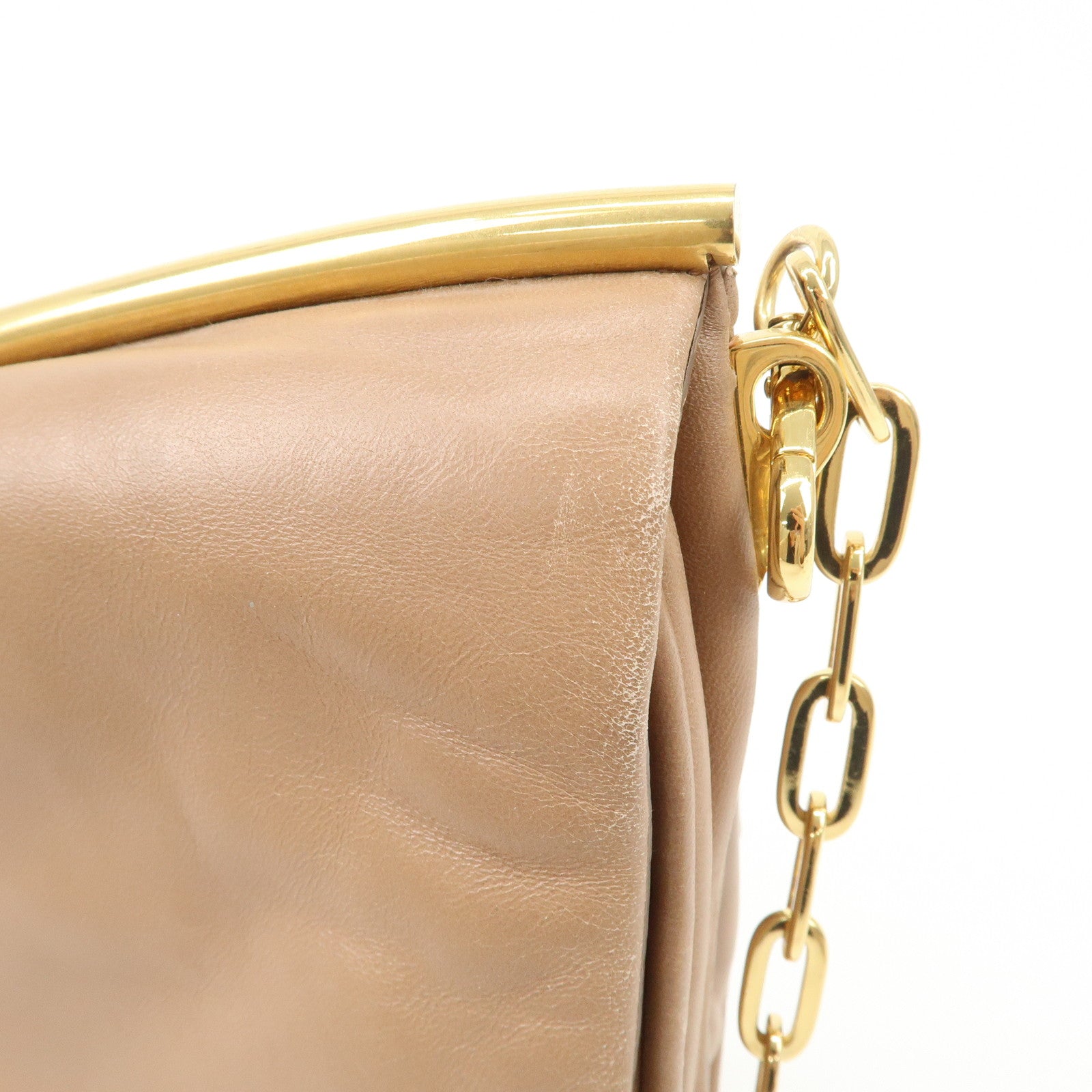 MIU MIU Leather 2Way Chain Shoulder Bag Clutch Bag Brown