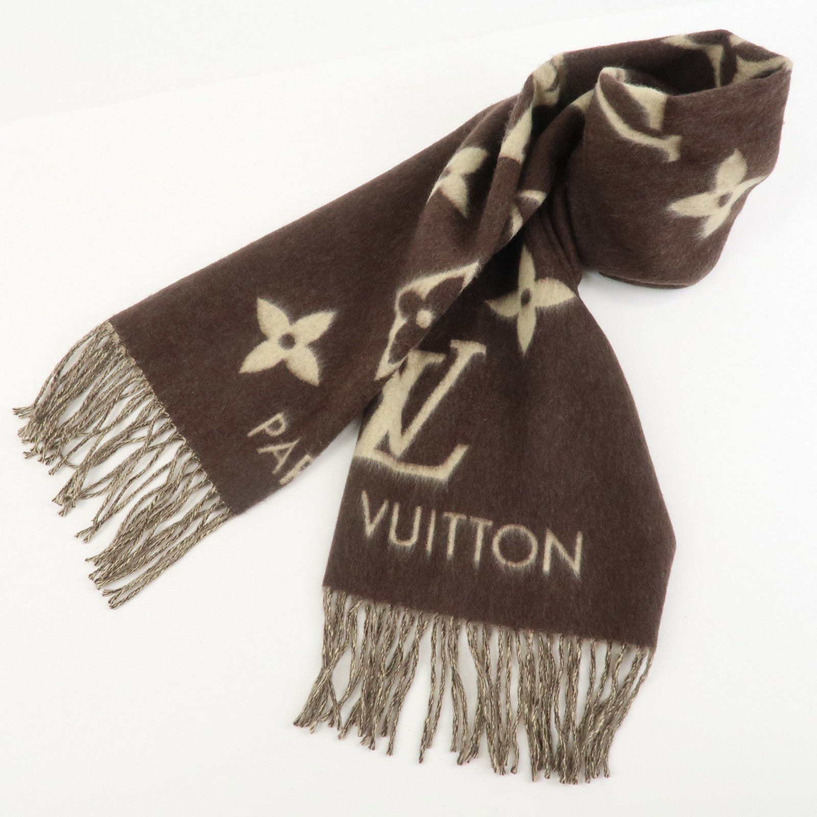 Louis Vuitton Echarpe Reykjavik Cashmere100% Scarf Brown