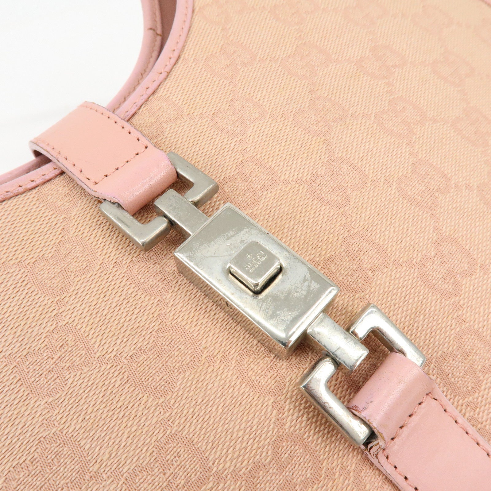 GUCCI Jackie GG Canvas Leather Shoulder Bag Pink 002・1067