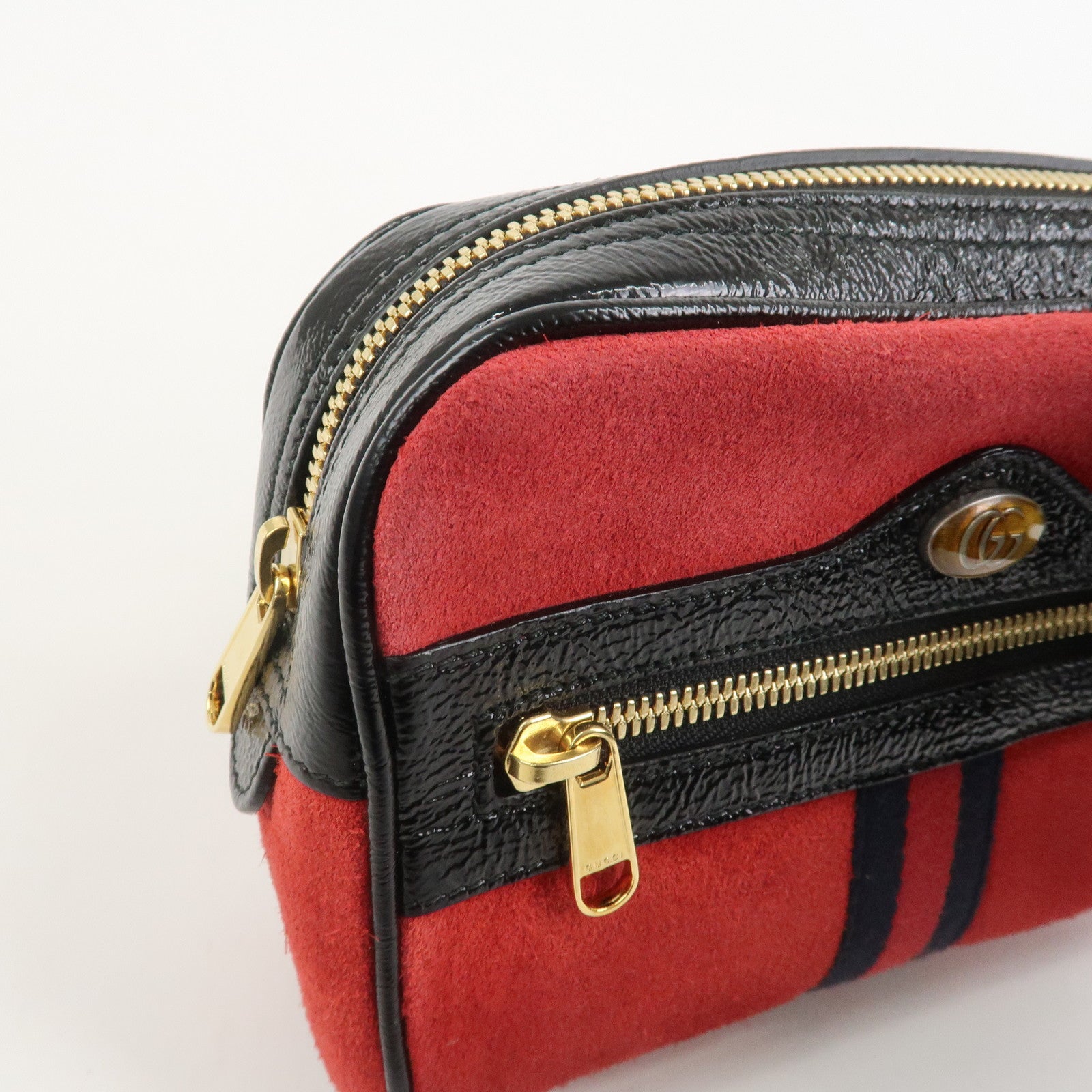 GUCCI Sherry GG Marmont Suede Waist Pouch Body Bag Red Black 517076