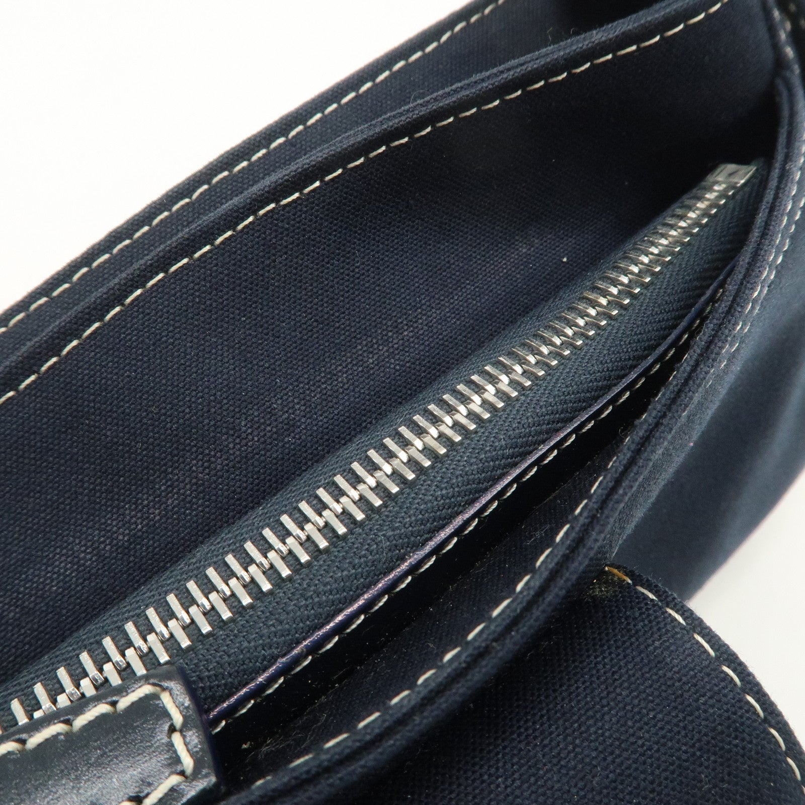 FENDI Logo Canvas Shoulder Bag Hand Bag Dark Navy