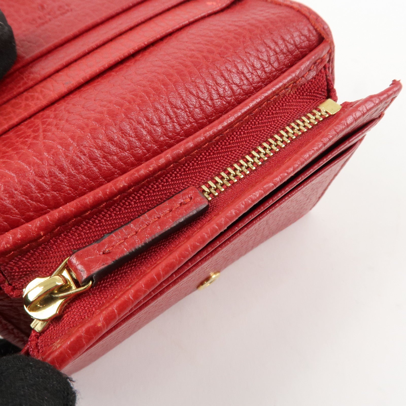 GUCCI GG Marmont Leather Bi-Fold Wallet Red 456126 Used