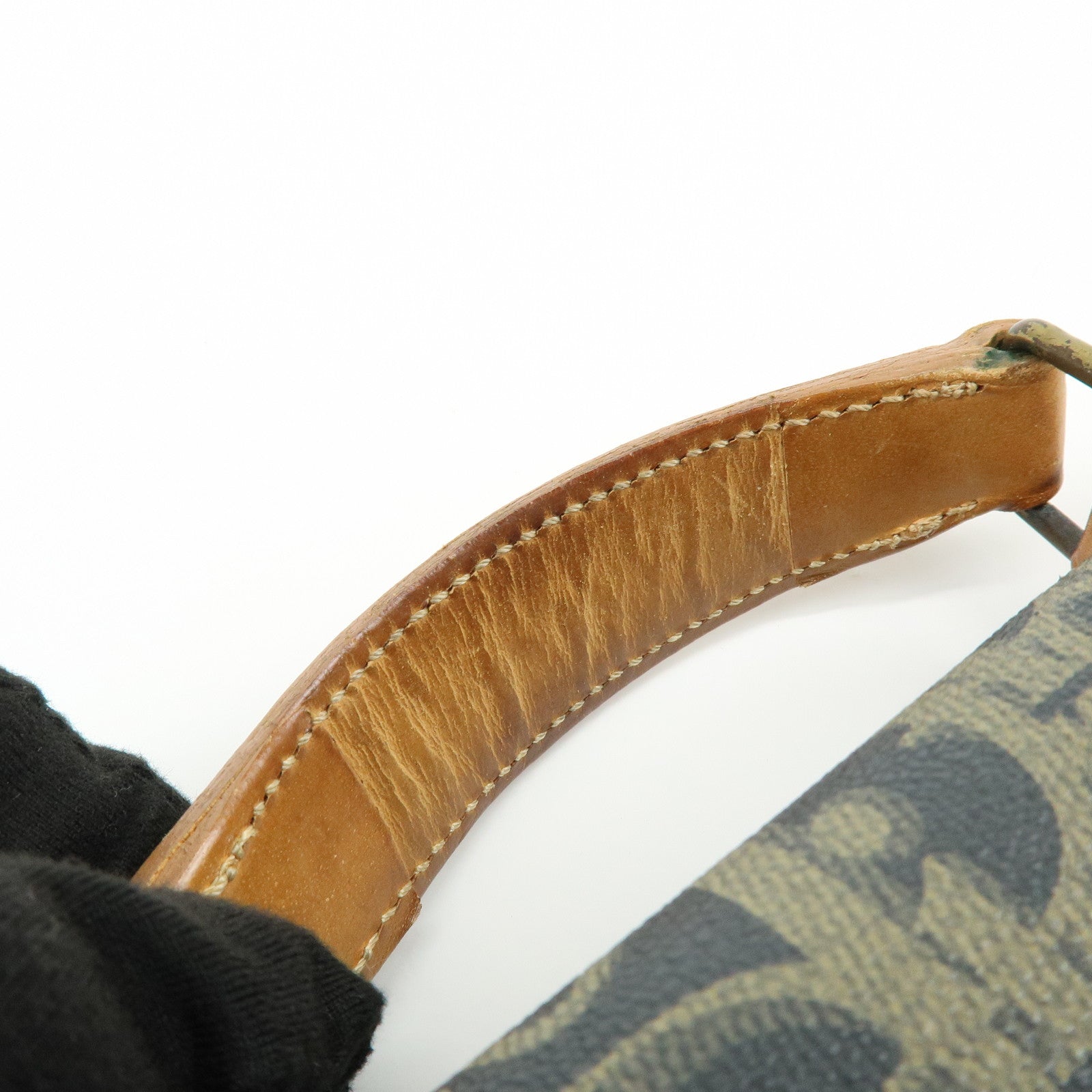 Christian Dior Trotter PVC Leather 2Way Bag Shoulder Bag Navy Brown