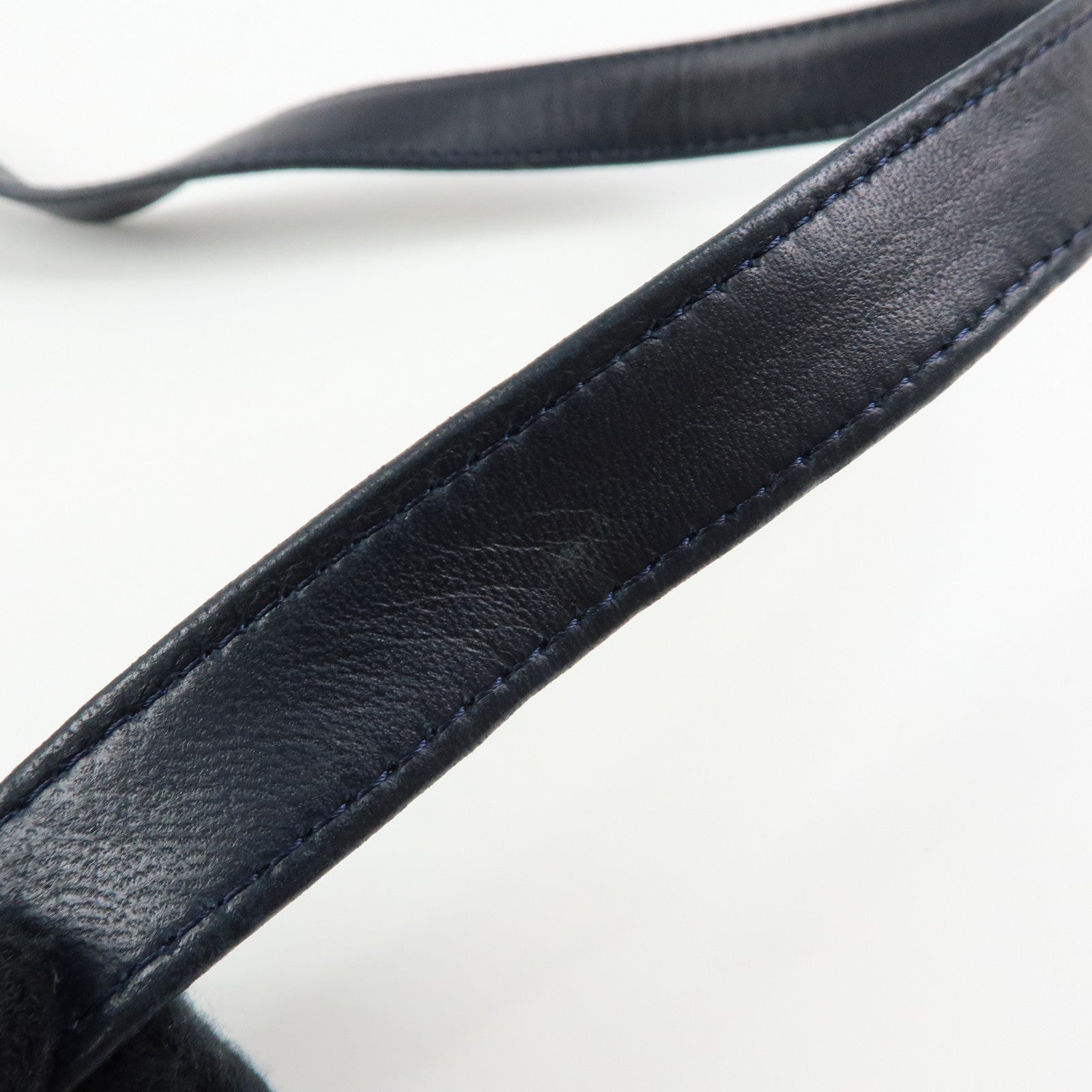 BALLY Suede Leather Shoulder Bag Crossbody Bag Dark Navy