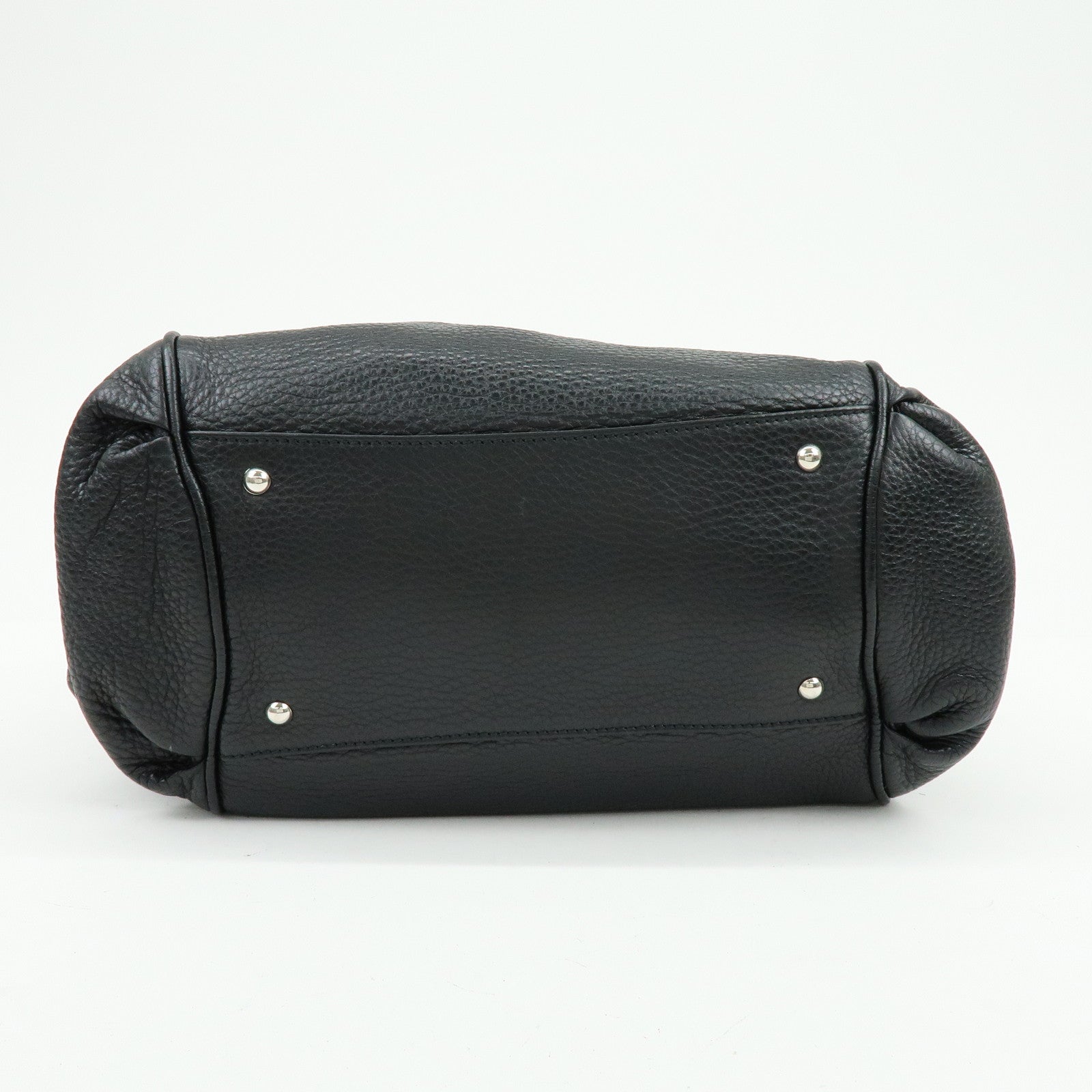 Ferragamo Gancini Leather 2Way Bag Hand Bag Shoulder Bag Black