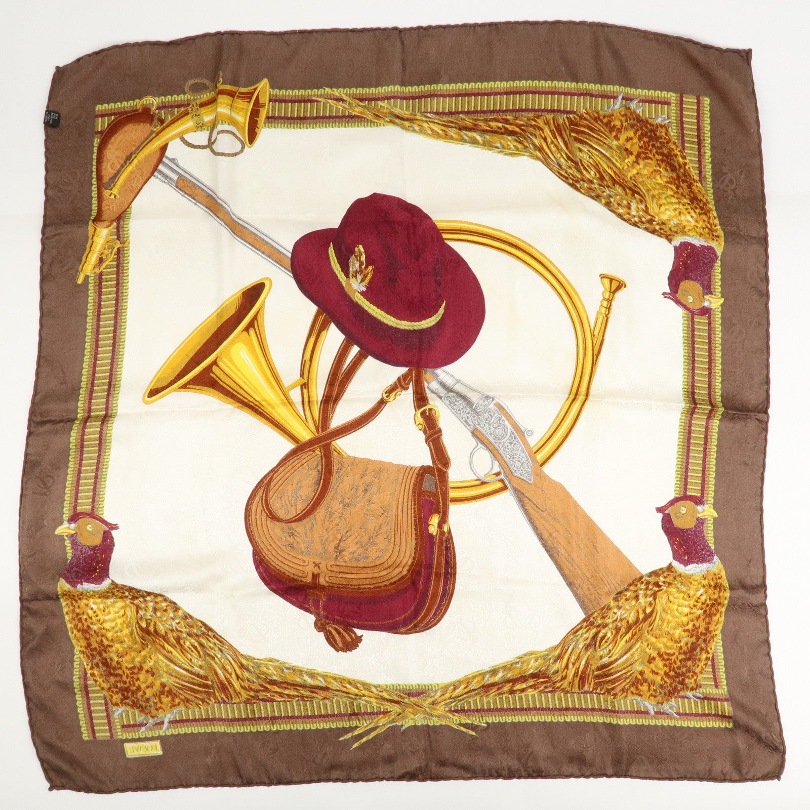 LOEWE Silk 100% Scarf Brown White