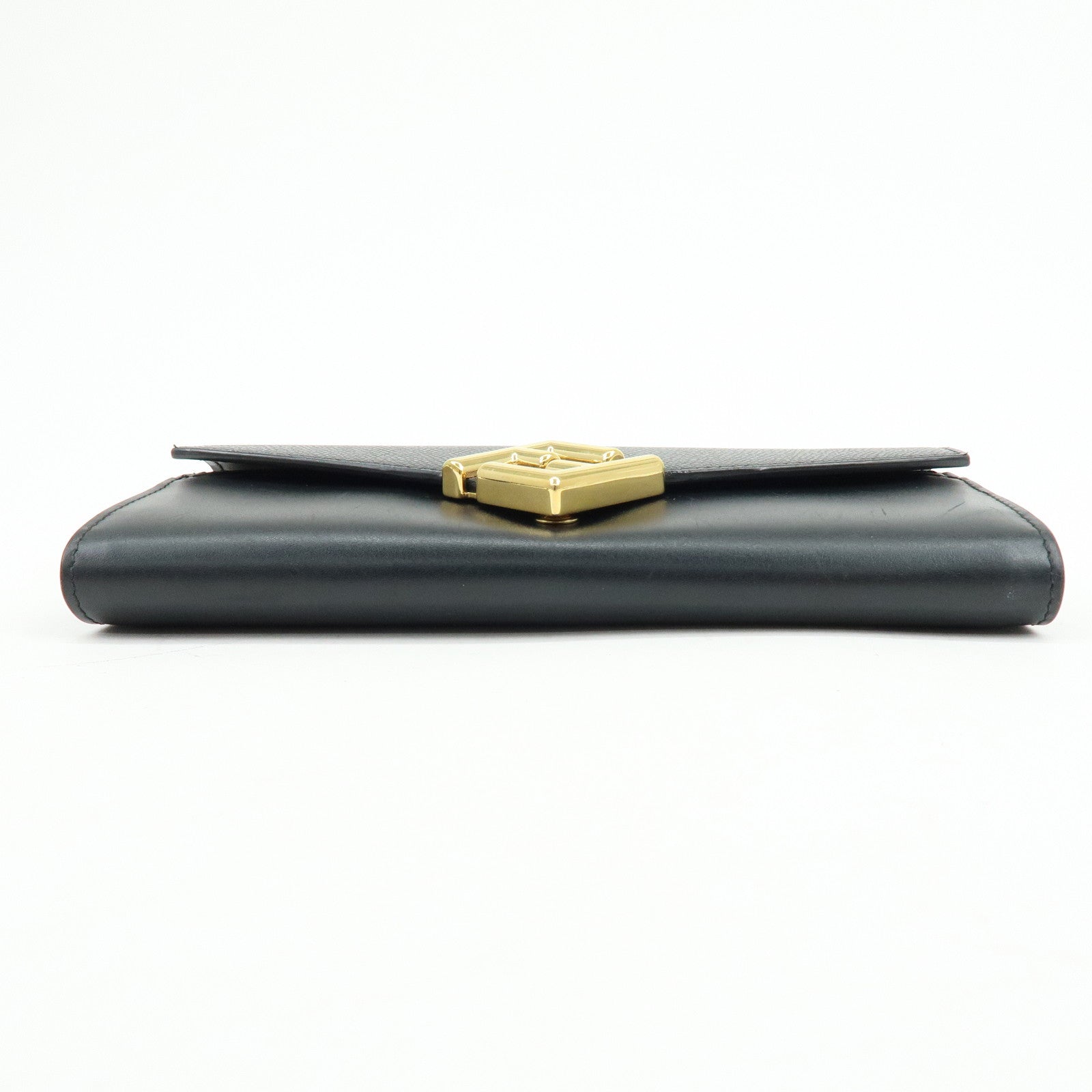 FENDI Leather Chain Wallet WOC Black 8M0365