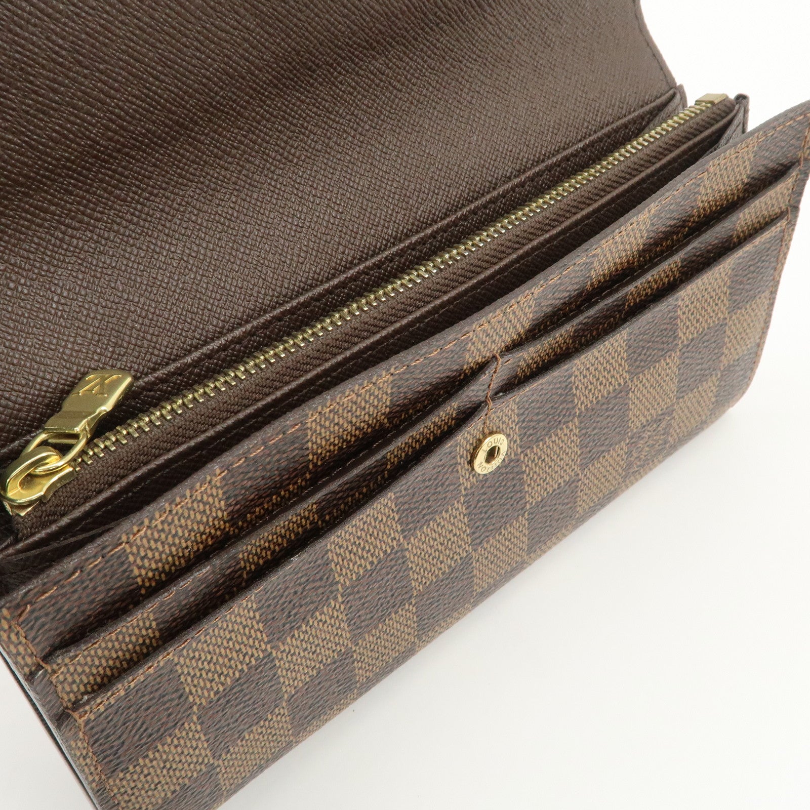 Louis Vuitton Damier Canvas Portefeuille Sarah Long Wallet Brown N61734 Used