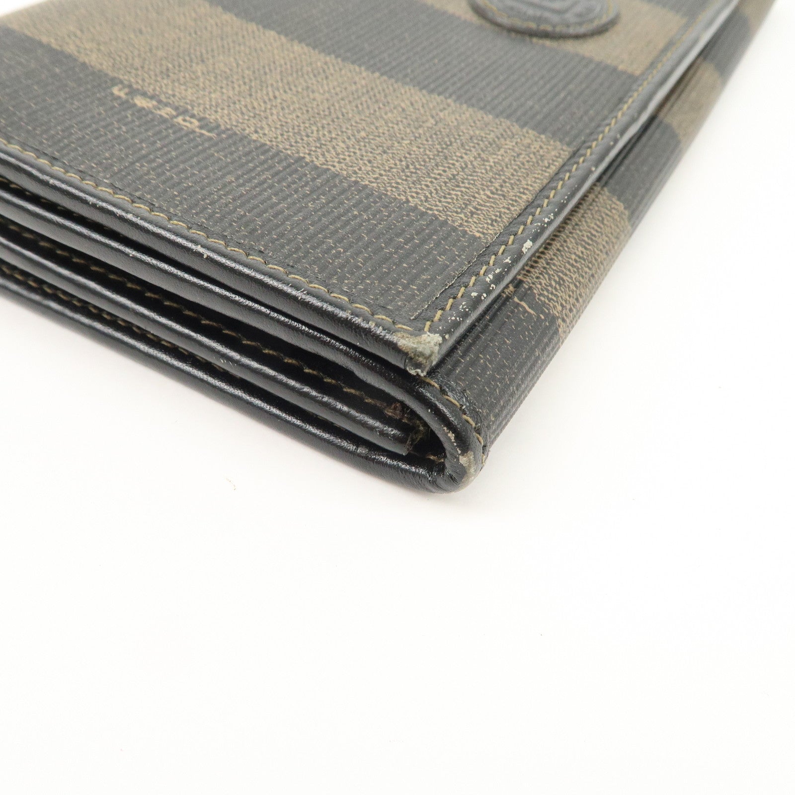 FENDI Set of 2 Pecan Leather PVC Wallet Black Brown 01445-069 30851 Used