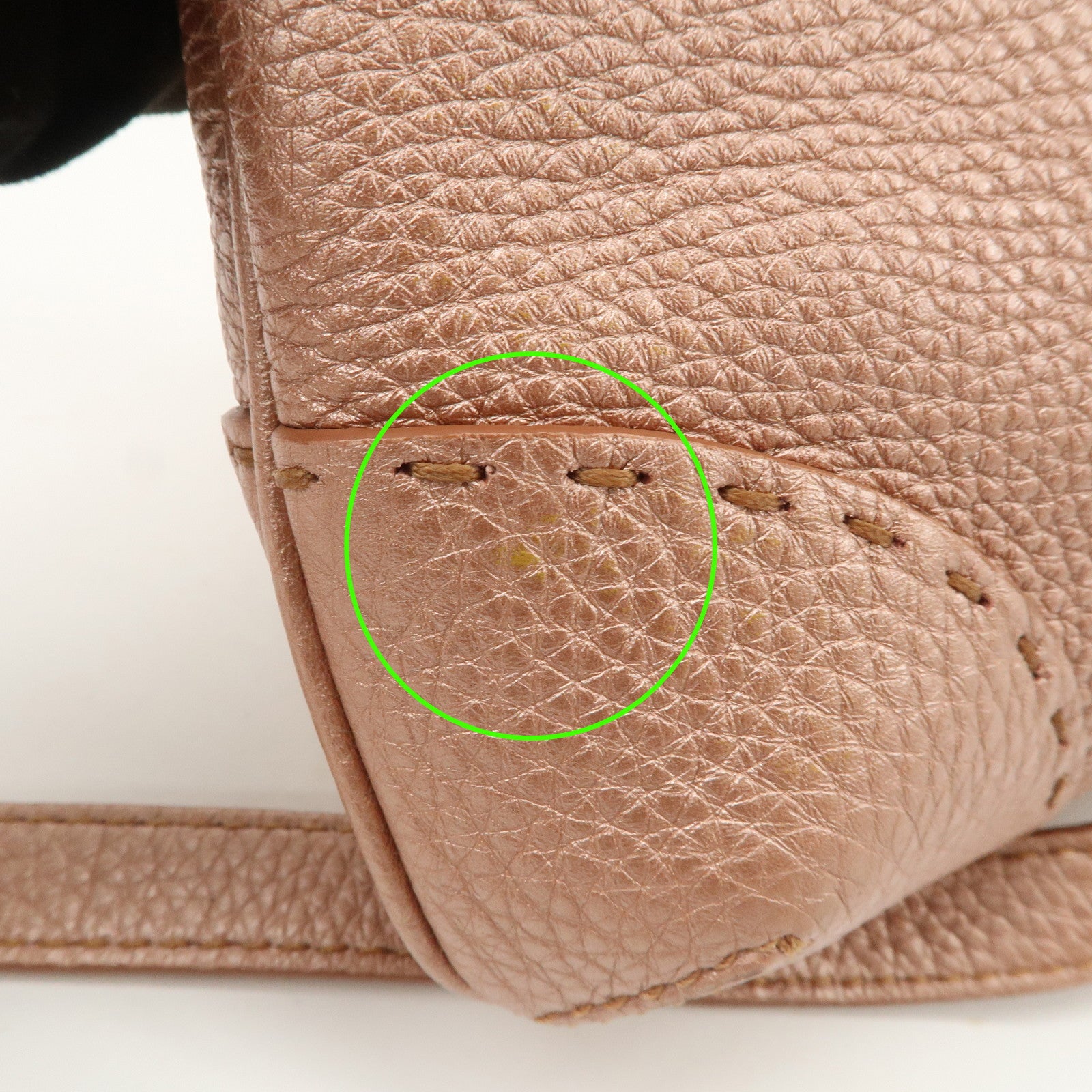 FENDI Seleria Leather Shoulder Bag Champagne Pink 8BT200