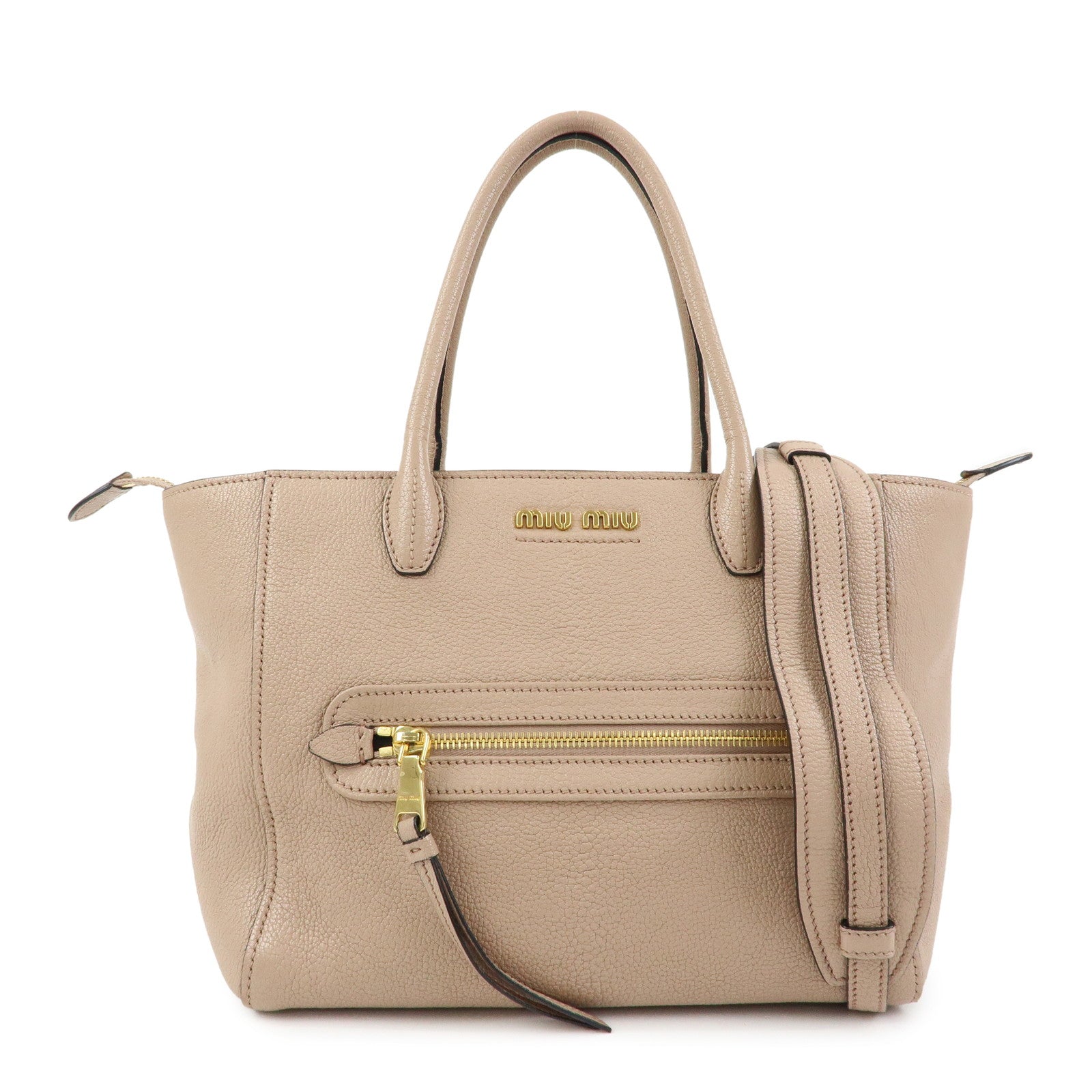 MIU MIU Madras Leather 2Way Bag Hand Bag Shoulder Bag Pink