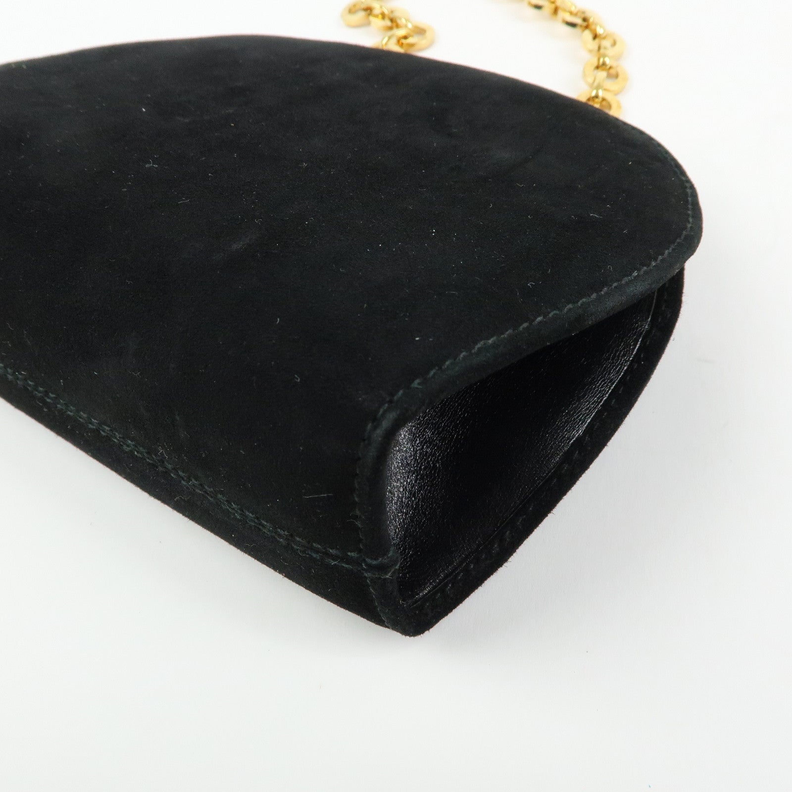 Ferragamo Gancini Suede Leather Chain Shoulder Crossbody Bag Black