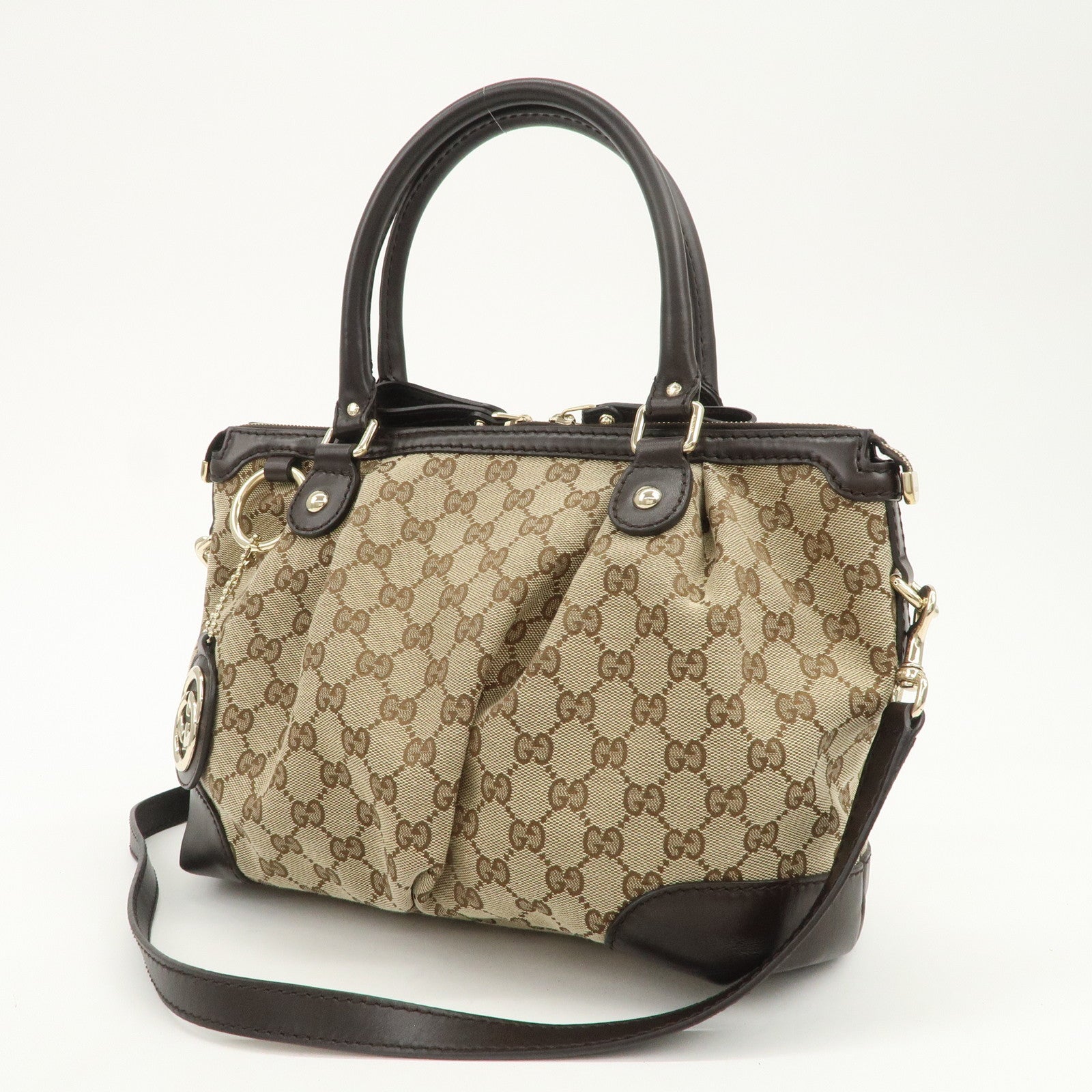 GUCCI Sukey Interlocking G Canvas Leather 2Way Shoulder Bag 247902