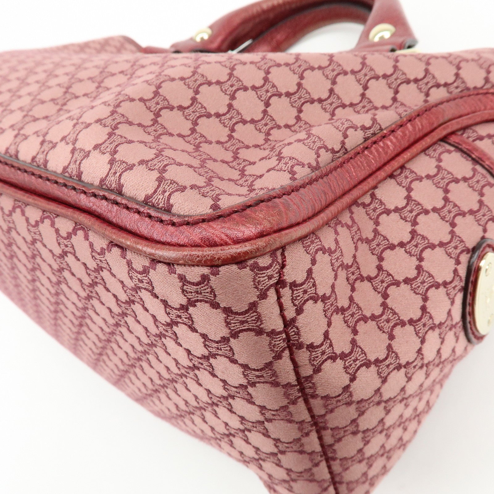 CELINE Macadam Boogie Bag Canvas Leather Hand Bag Tote Bag Pink