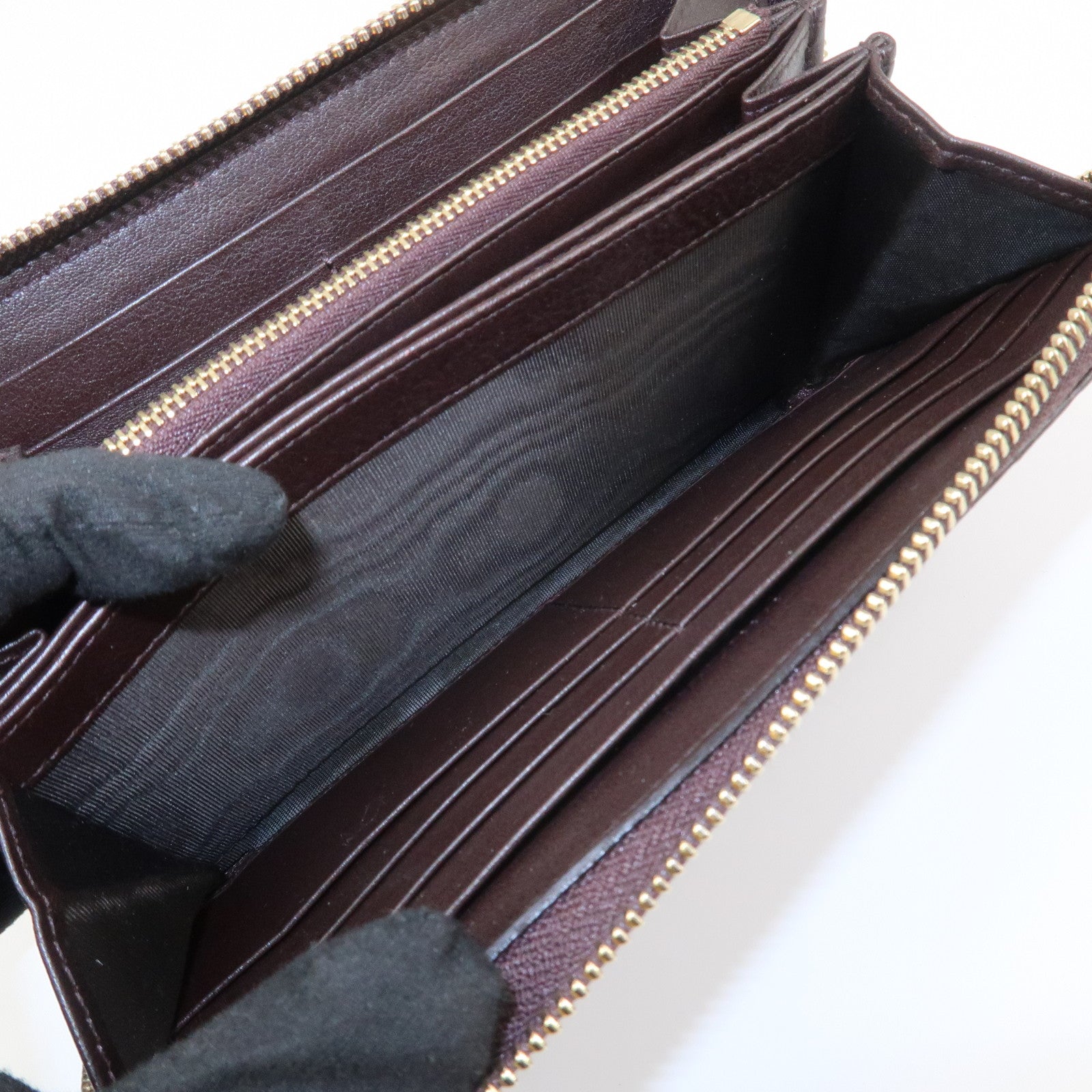 GUCCI Guccissima Interlocking G Round Zippy Wallet Brown 323397