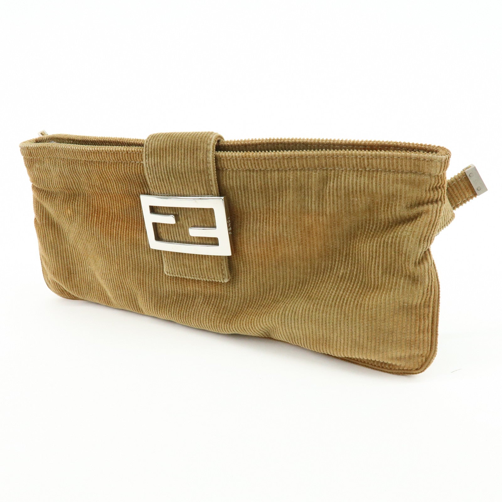 FENDI Corduroy Shoulder Bag Crossbody Bag Brown 26685