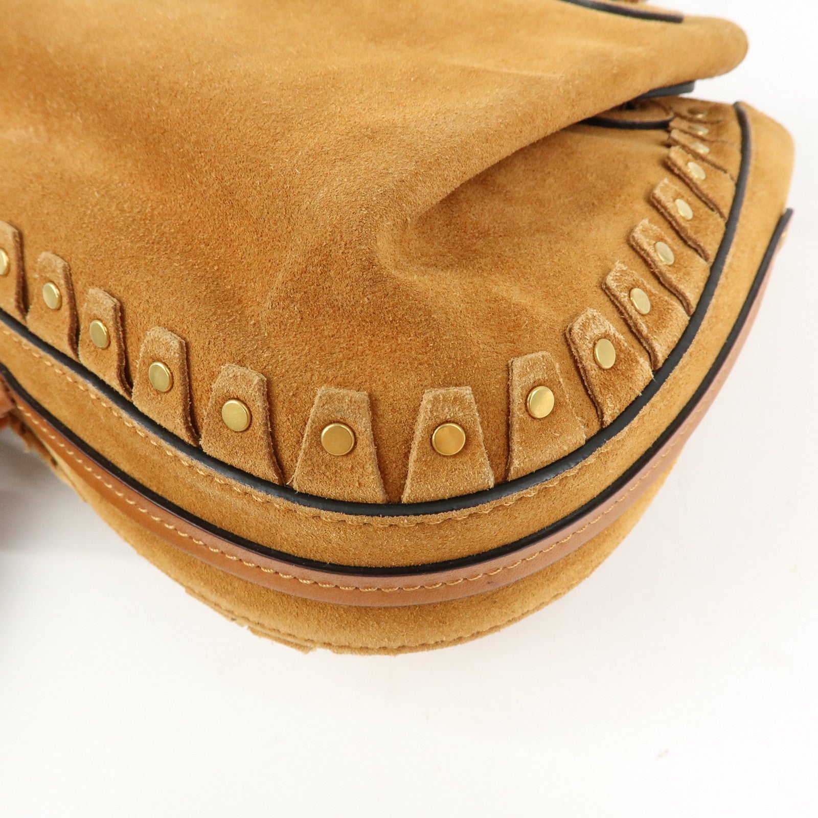Chloe Suede Leather Tassel Shoulder Bag Crossbody Bag Brown