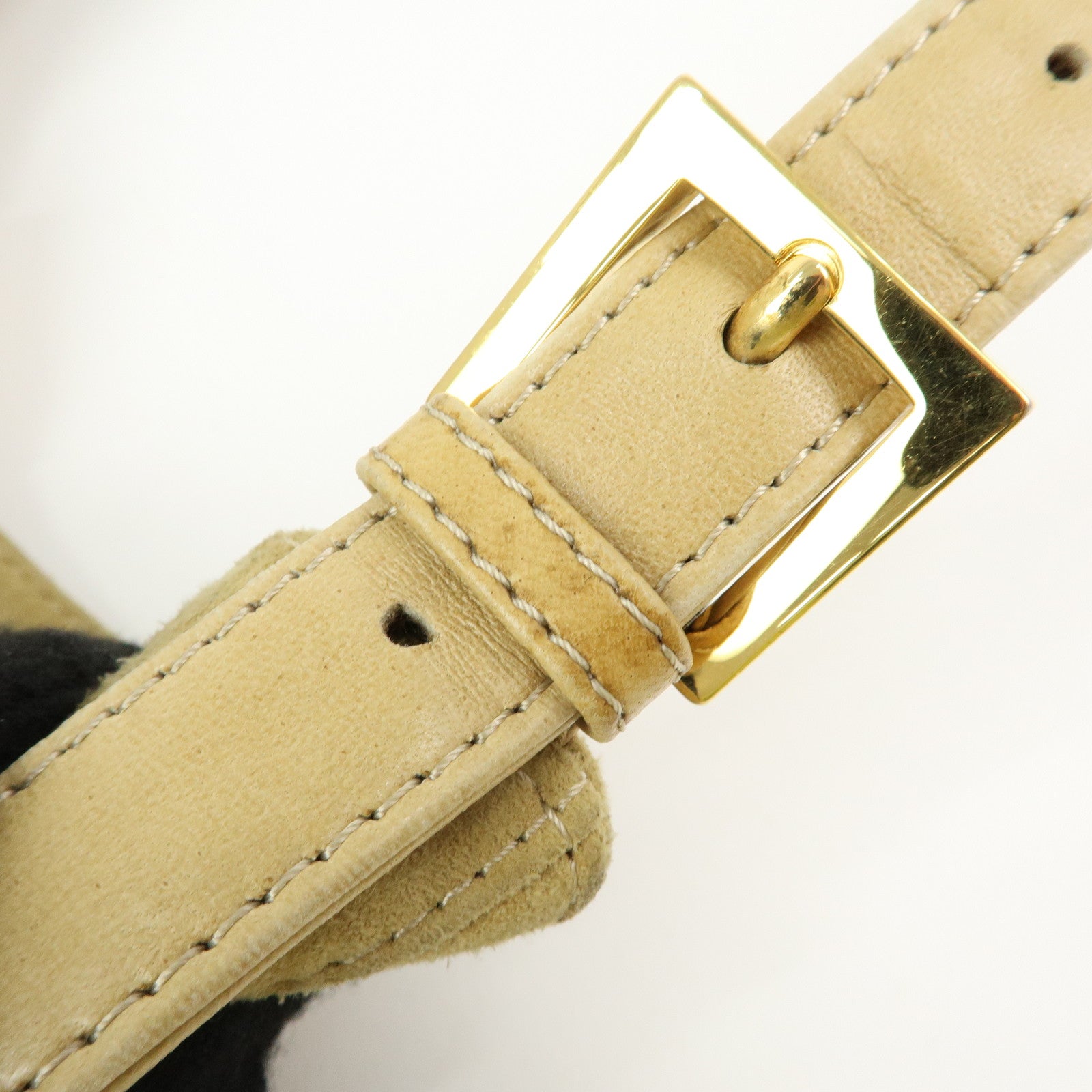 FENDI Suede Leather Shoulder Bag Hand Bag Yellow Beige 26569