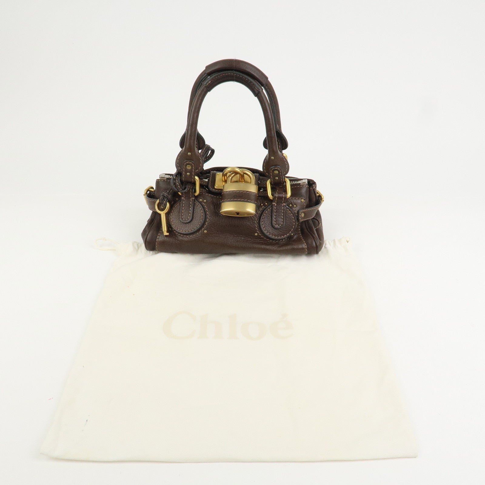 Chloe Paddington MINI Leather Hand Bag Shoulder Bag Brown