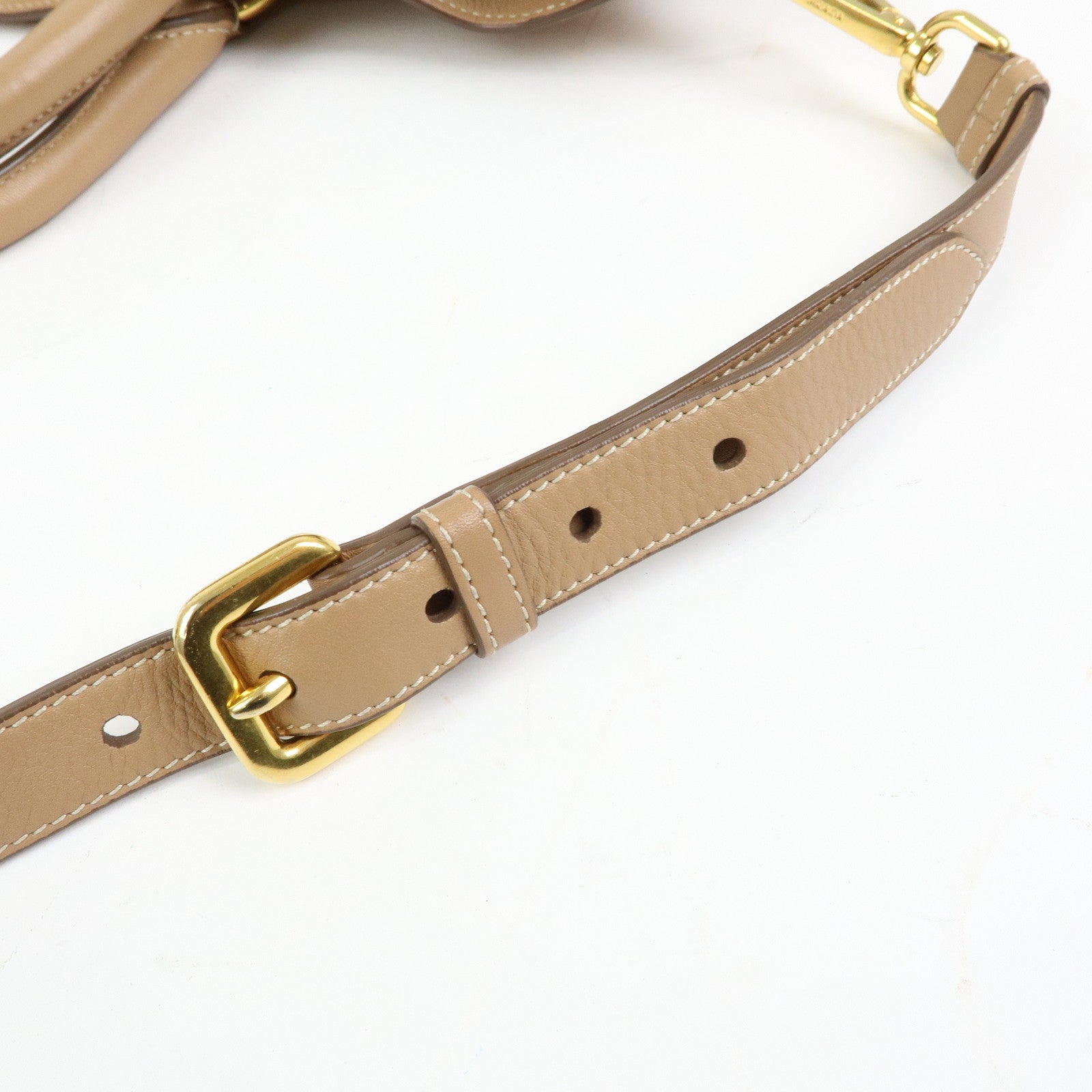 PRADA Soft Calf Leather 2Way Hand Shoulder Bag Light Brown BN1902