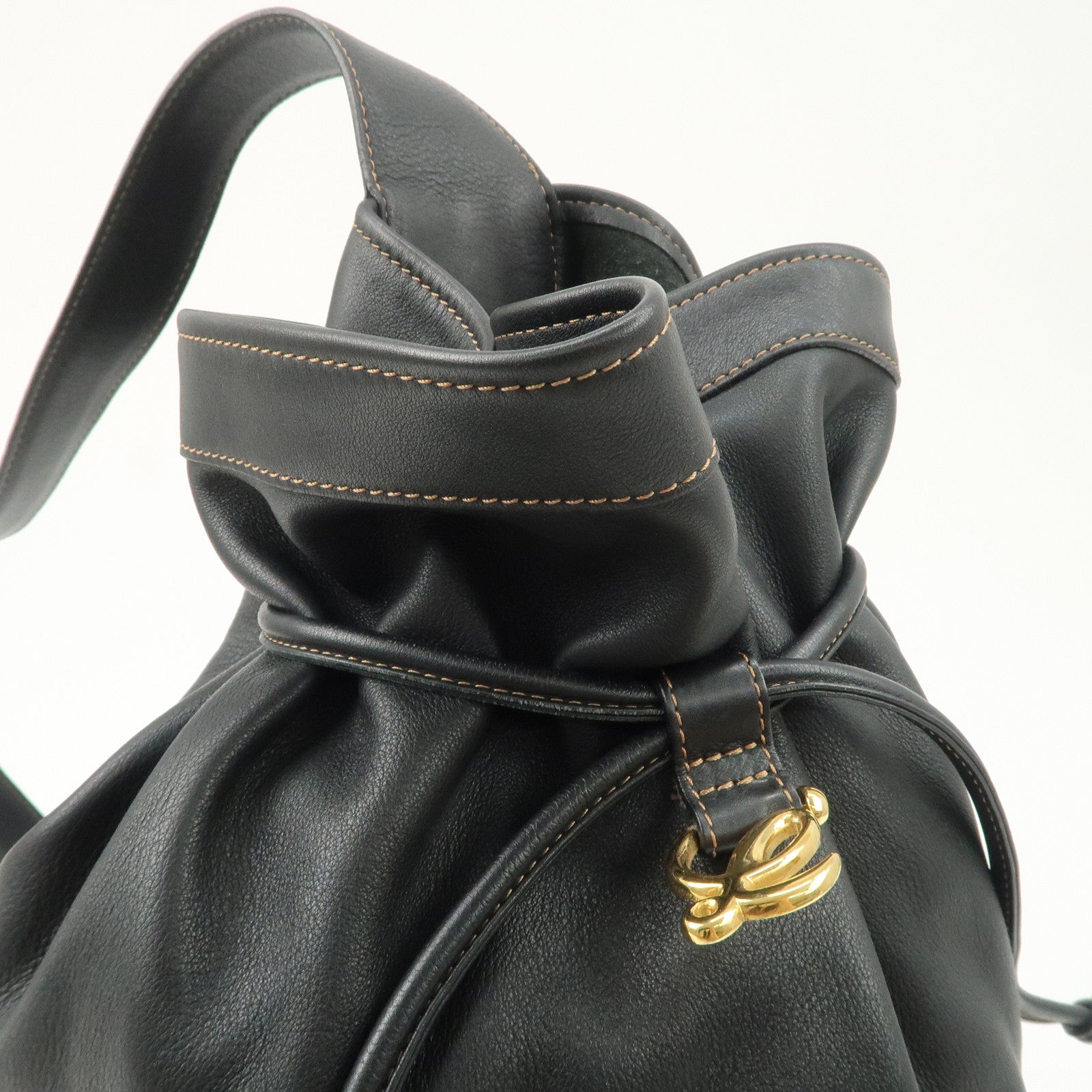 LOEWE Anton Leather Shoulder Bag Cross Body Bag Black Used