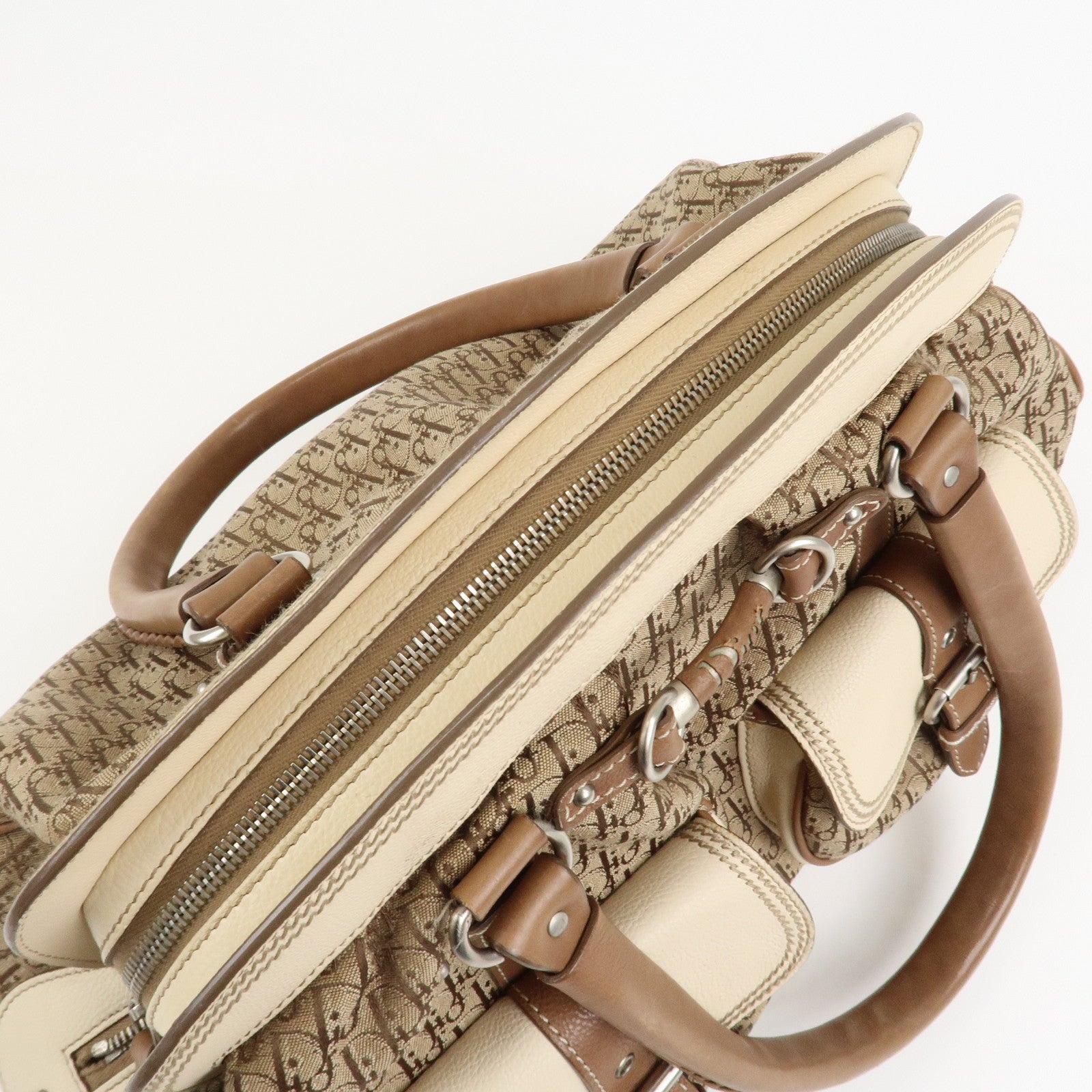 Christian Dior Trotter Canvas Leather Hand Bag Shoulder Bag Brown