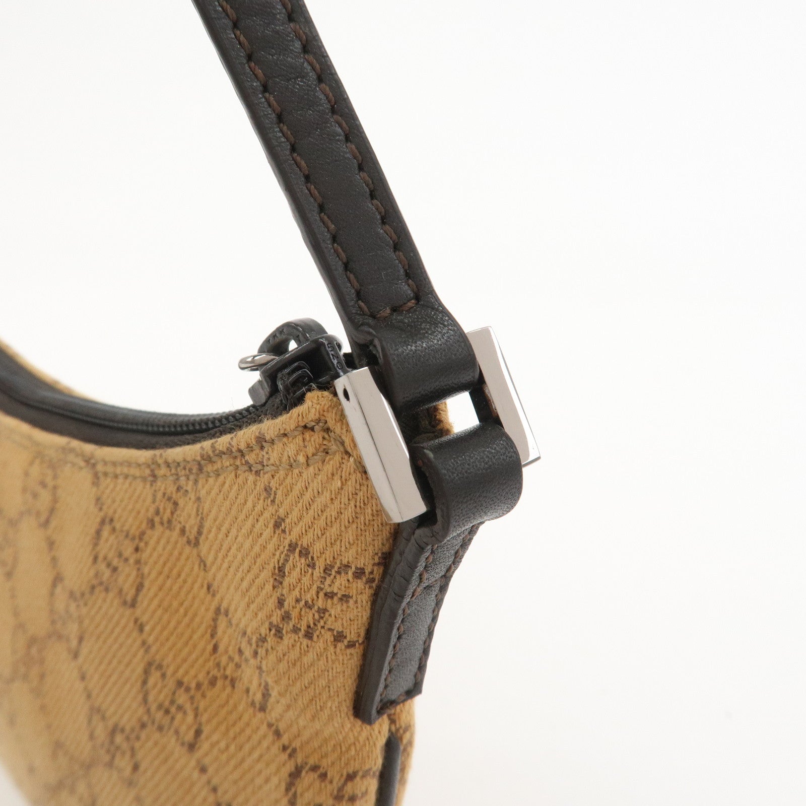 GUCCI GG Canvas Leather Hand Bag Shoulder Bag Brown 32160