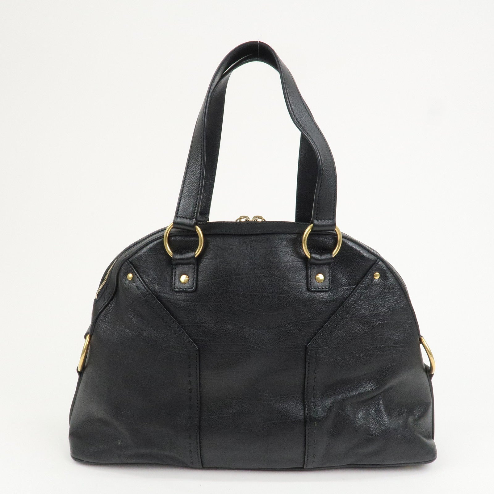 SAINT LAURENT PARIS Leather Muse Hand Bag Shoulder Bag Black