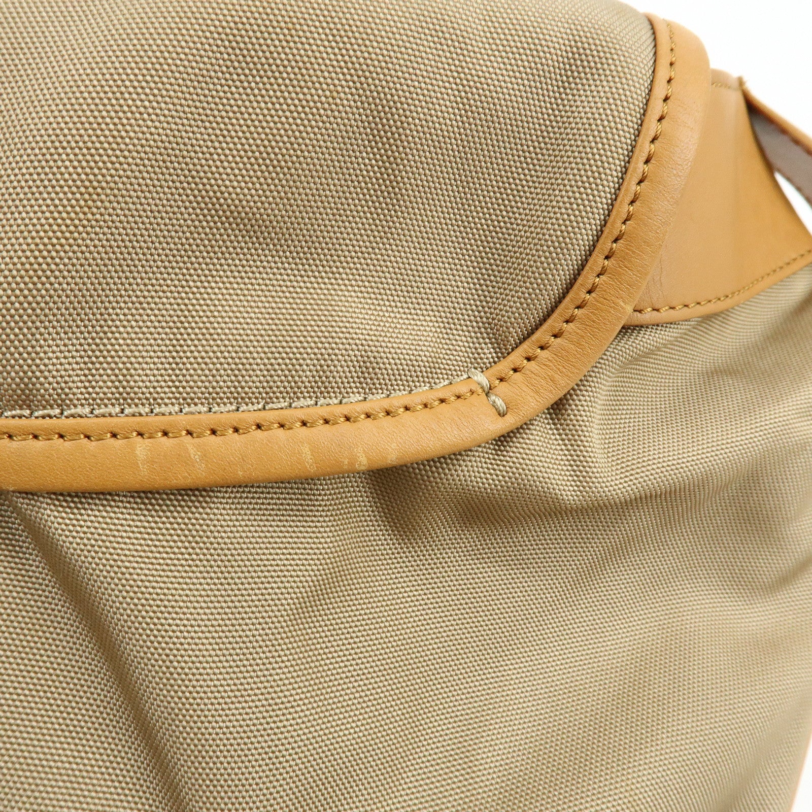 BURBERRY Canvas Leather Shoulder Bag Beige Light Brown