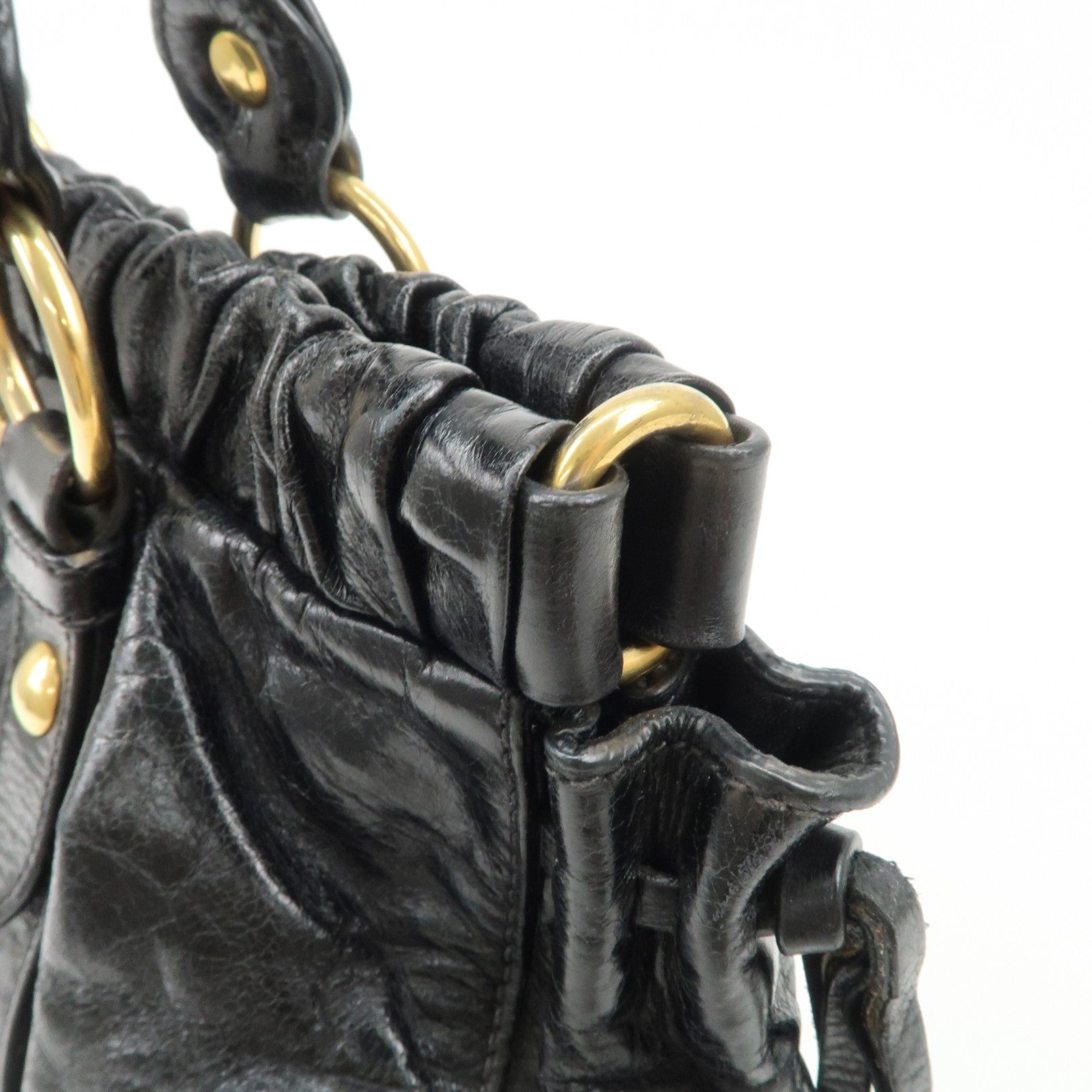 MIU MIU Patent Leather 2Way Tote Bag Shoulder Bag Black RT0383