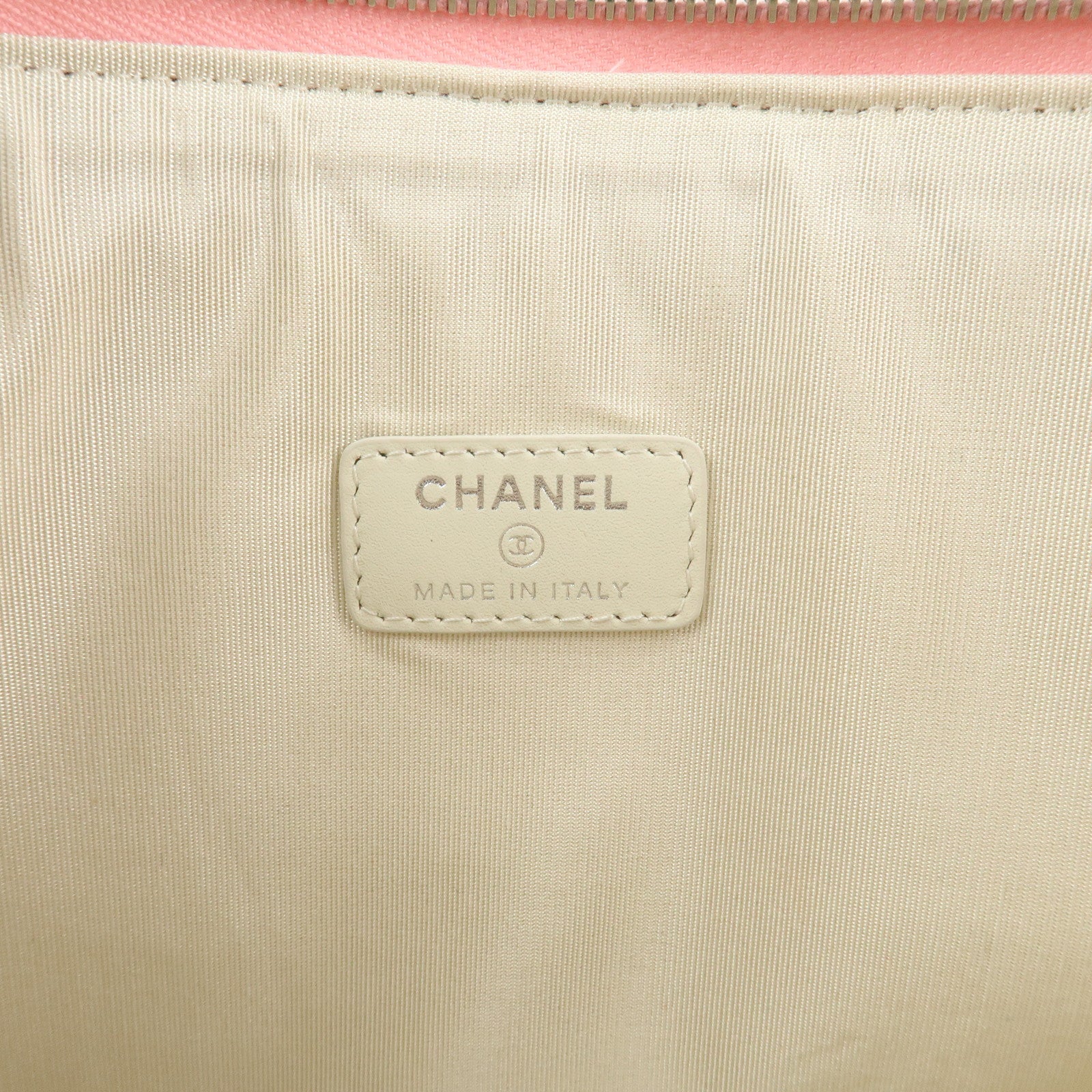 CHANEL Deauville Straw Clutch Bag Pouch Pink Red