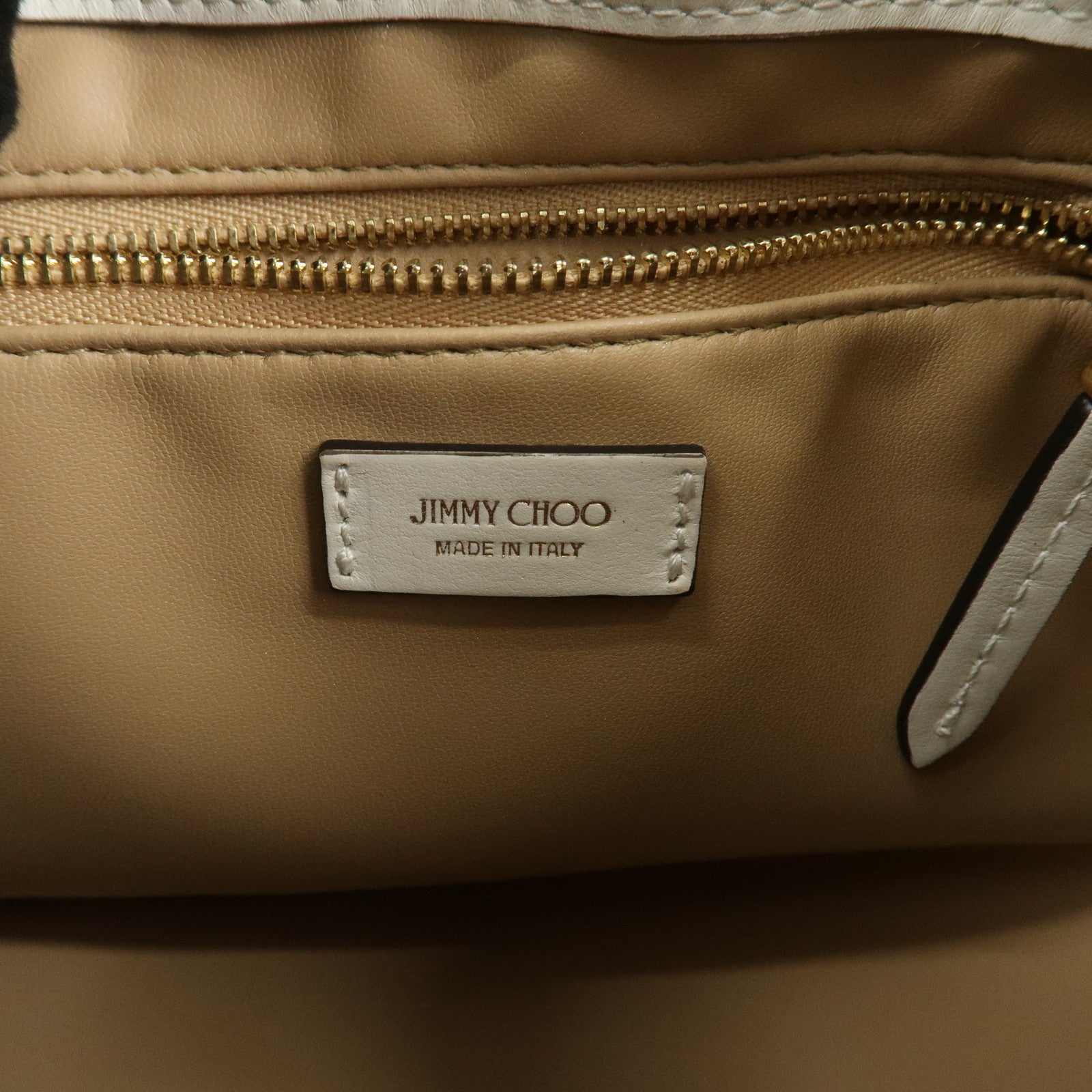 JIMMY CHOO Cinch Calf Leather Medium 2Way Hand Shoulder Bag Ivory
