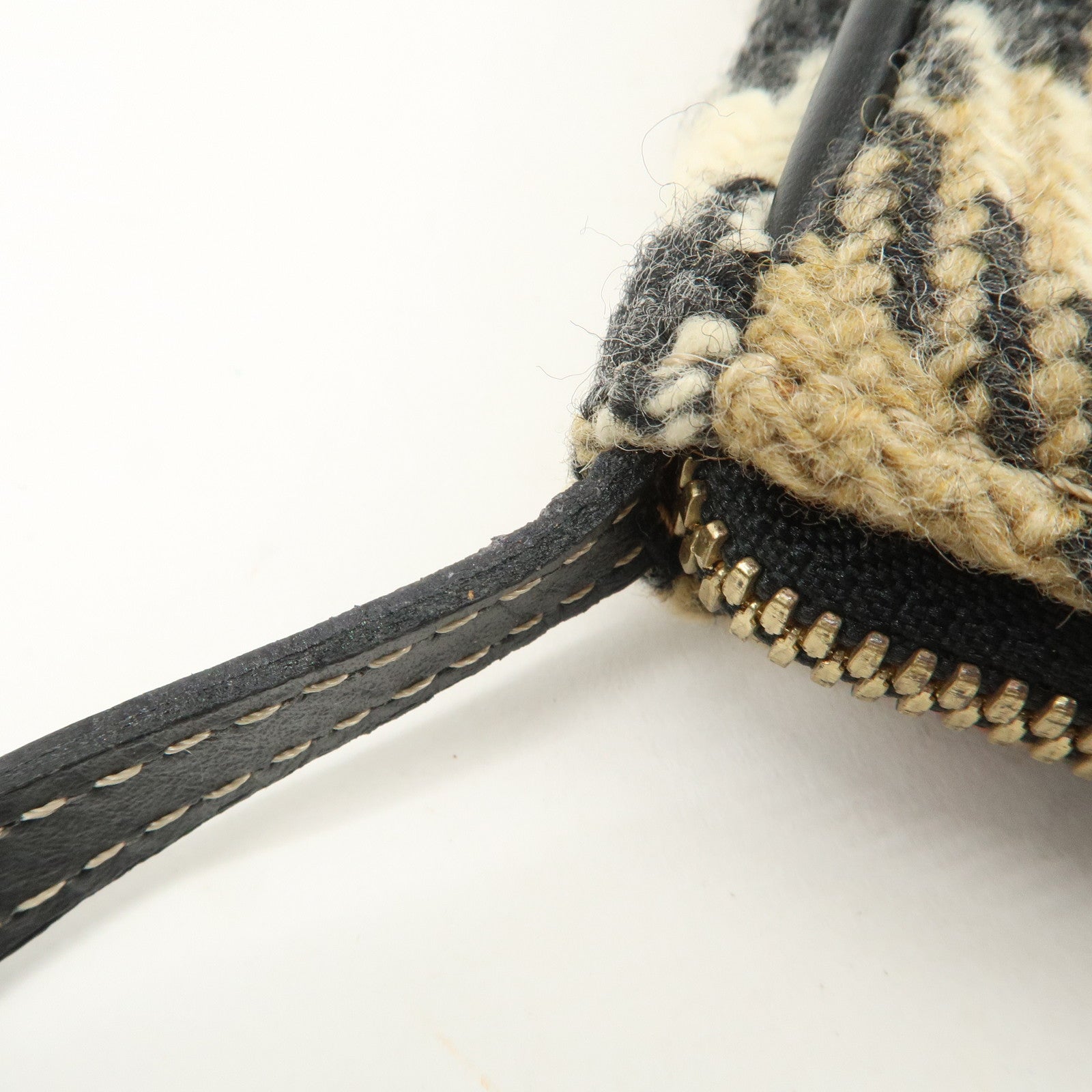 BURBERRY Nova Plaid Wool Leather Shoulder Bag Hand Bag Beige Black