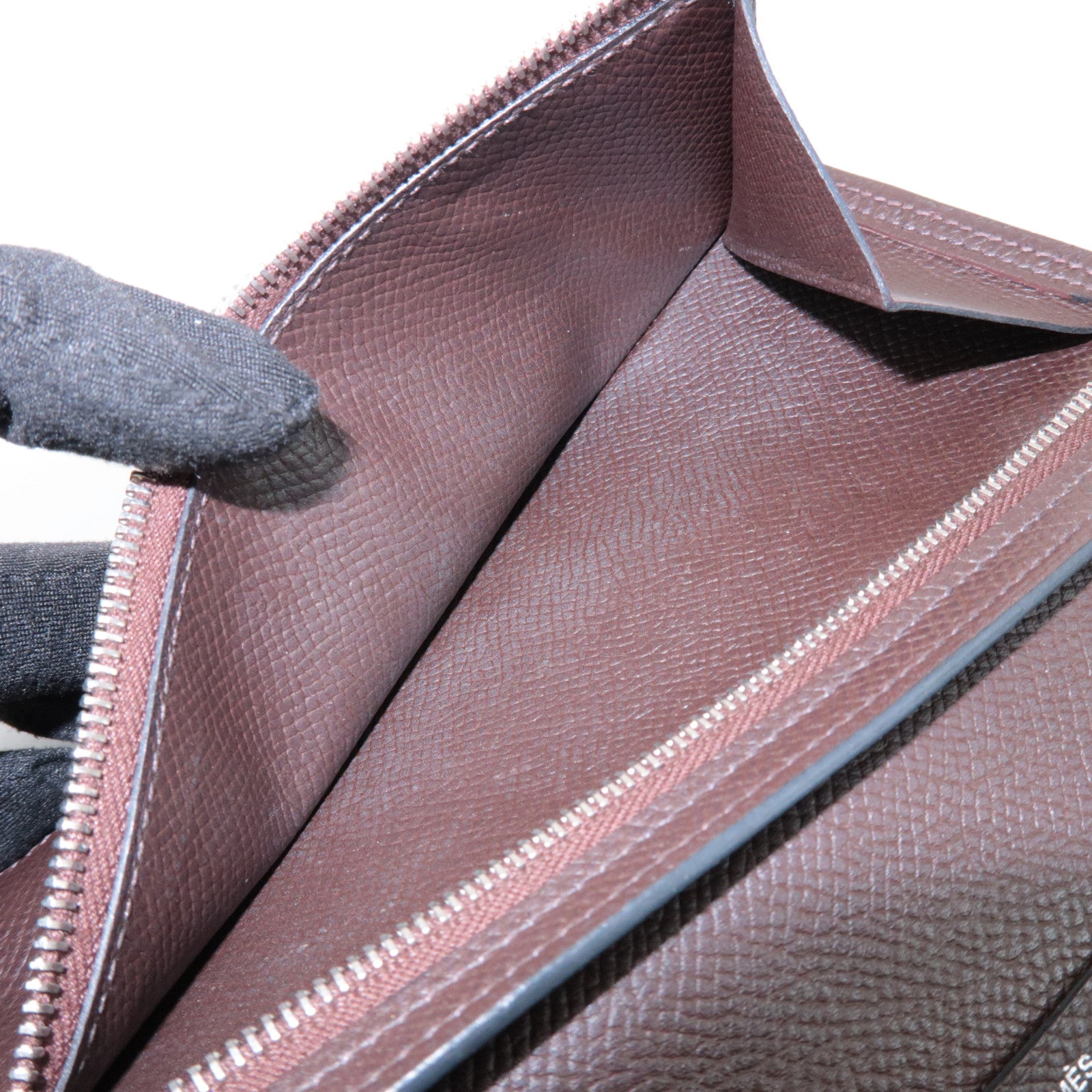 HERMES Veau Epsom Leather Bテゥarn Soufflet Long Wallet Chocolat