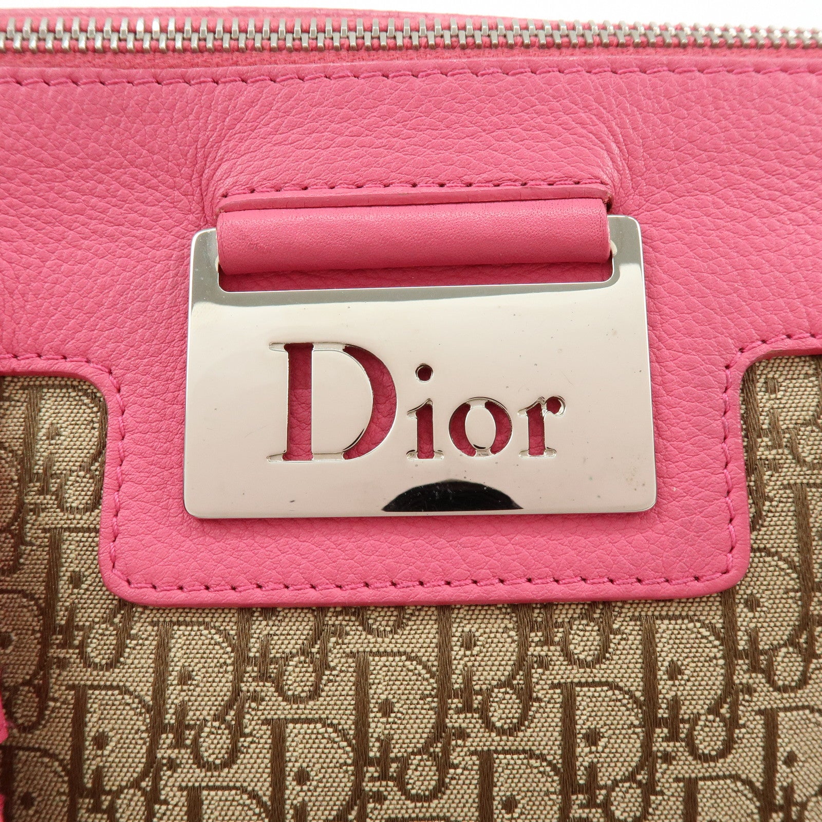Christian Dior Trotter Street Chic Canvas Leather Boston Bag Pink