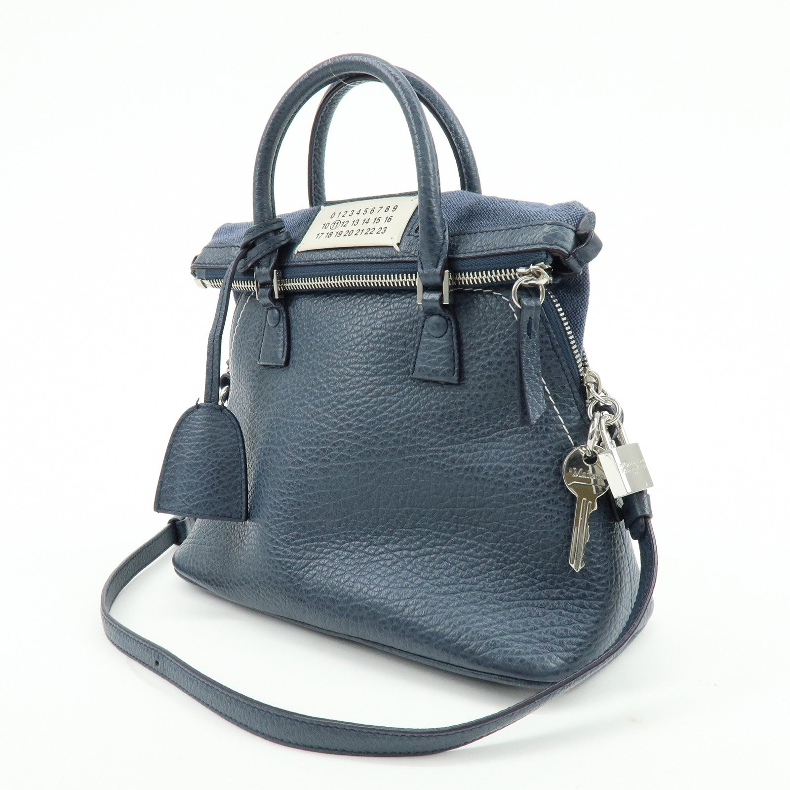 Maison Margiela 5AC Leather Canvas 2Way Bag Hand Shoulder Bag Navy