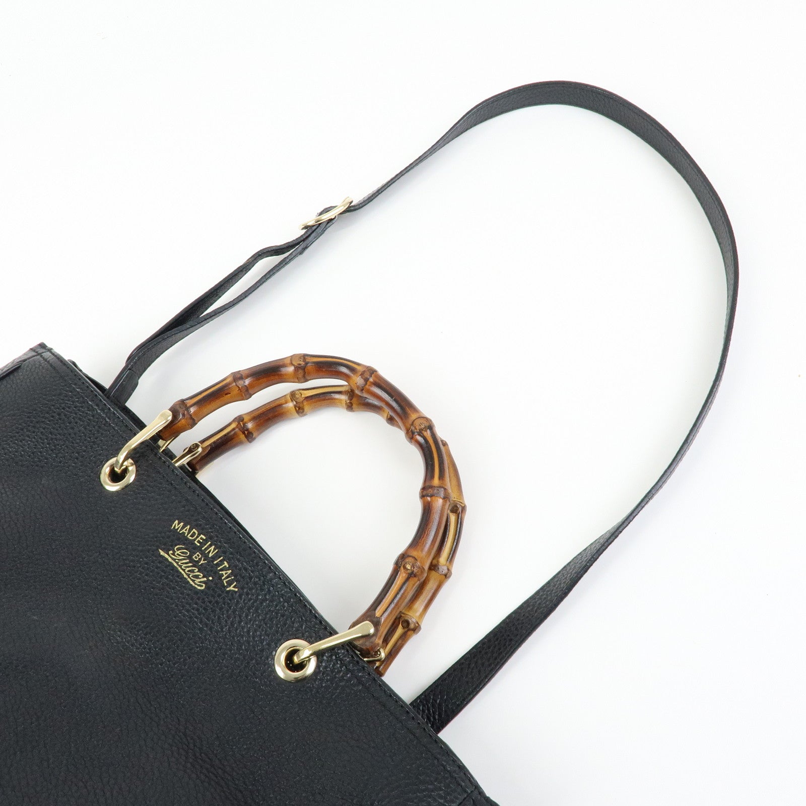 GUCCI Bamboo Leather Shopper Medium 2Way Bag Shoulder Bag 323660