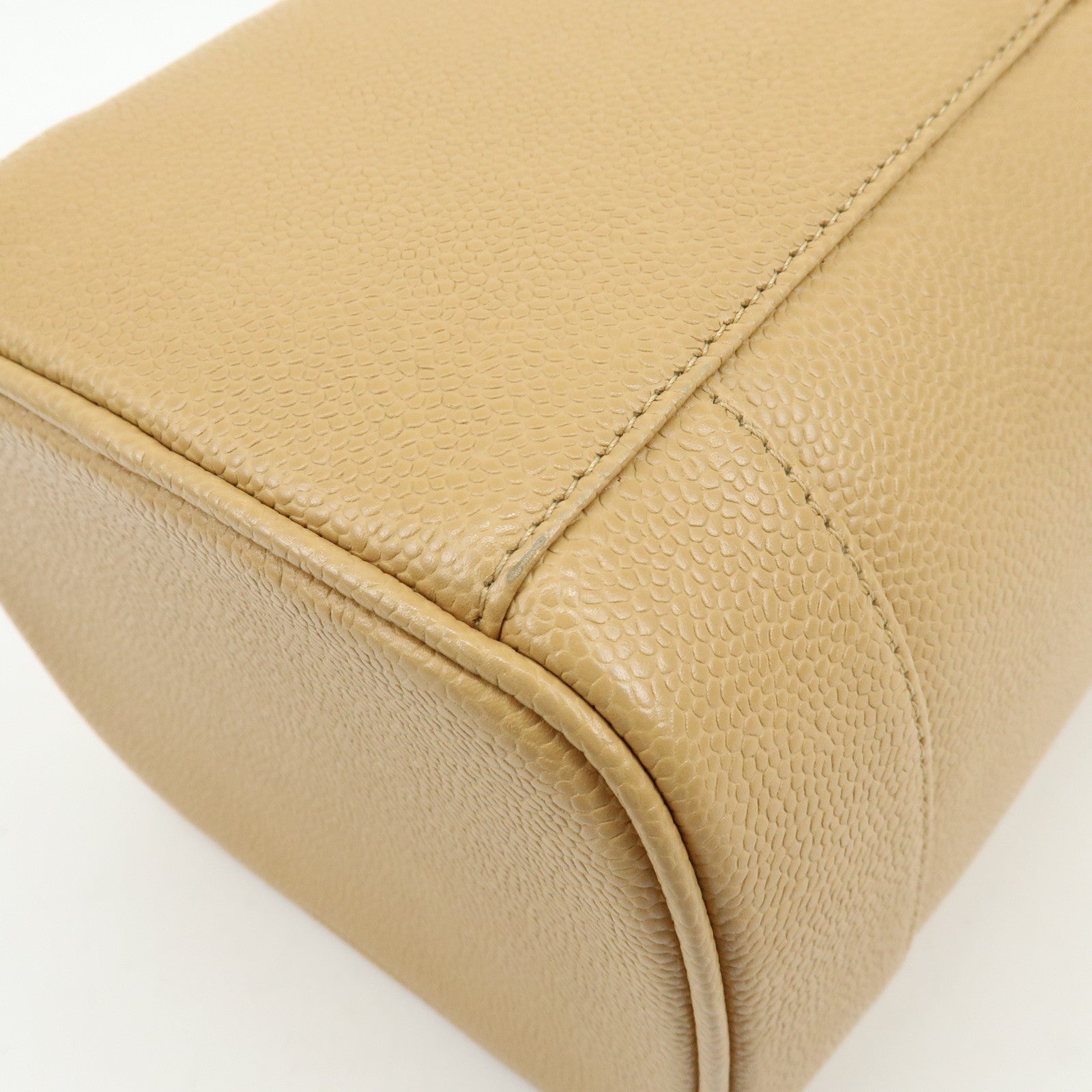 CHANEL COCO Mark Caviarskin Vanity Bag Cosmetic Pouch Beige A01998