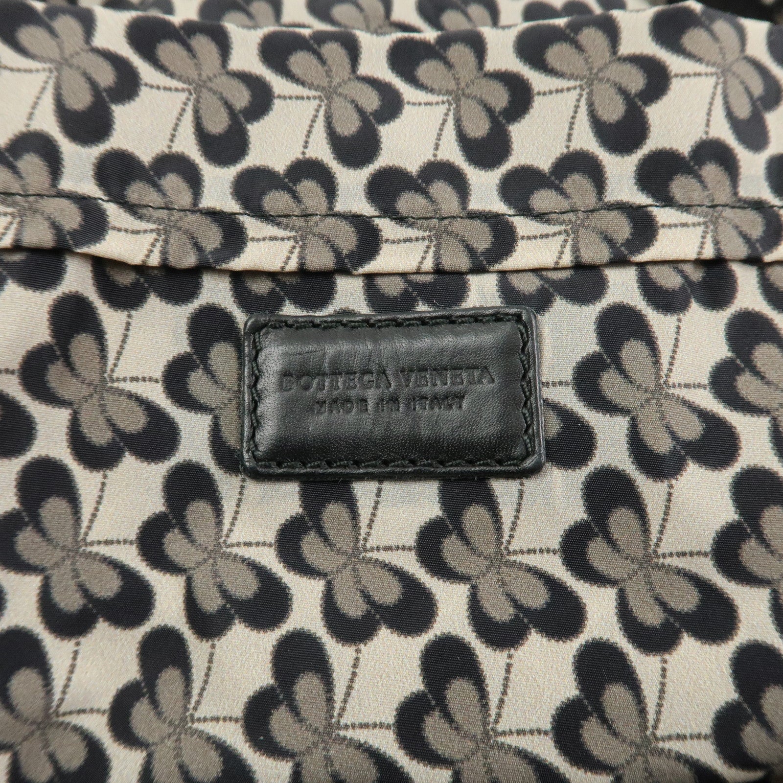 BOTTEGA VENETA Intrecciato Leather Foldable Tote Bag Nylon Black