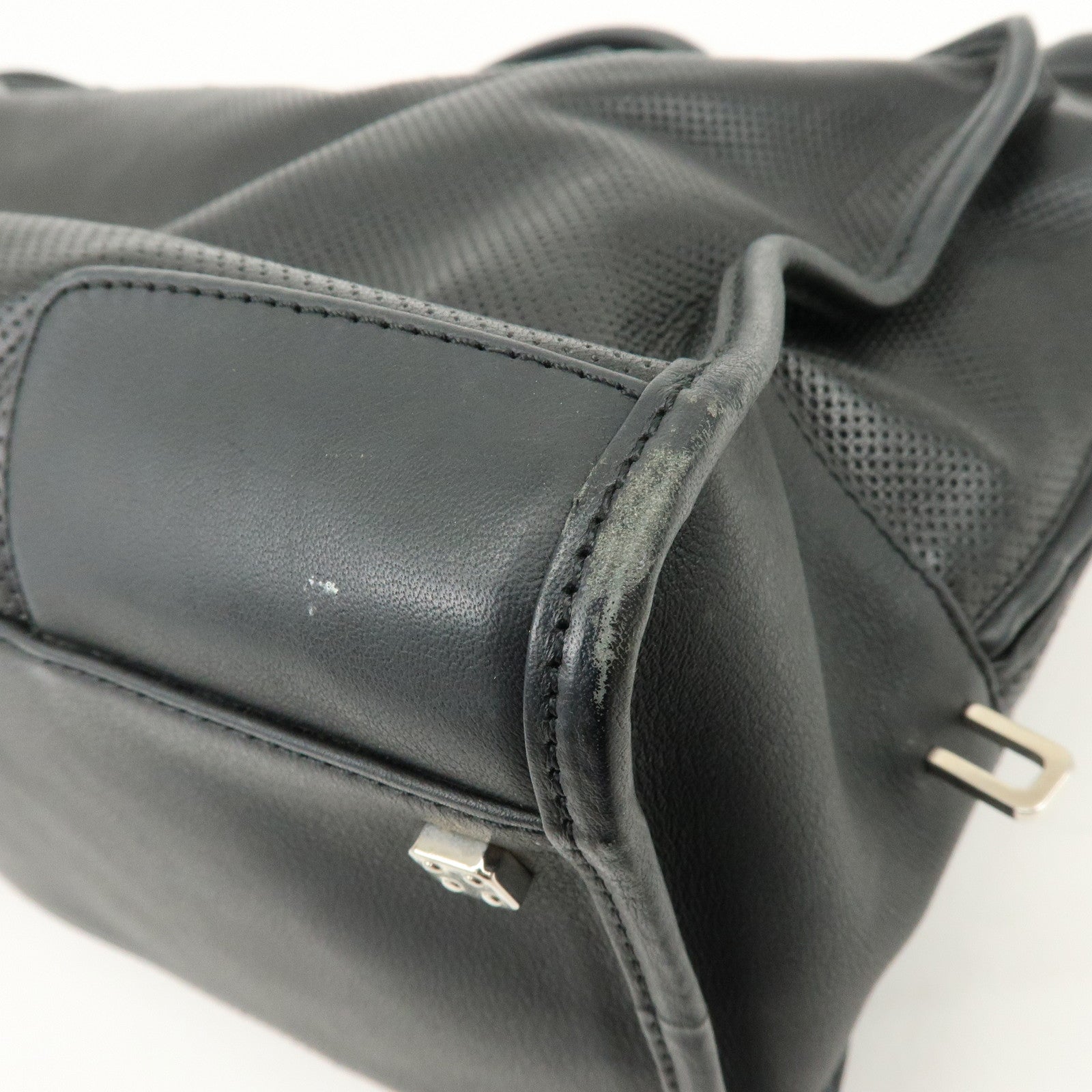 LOEWE Anagram Leather Amazona 36 Hand Bag Boston Bag Black