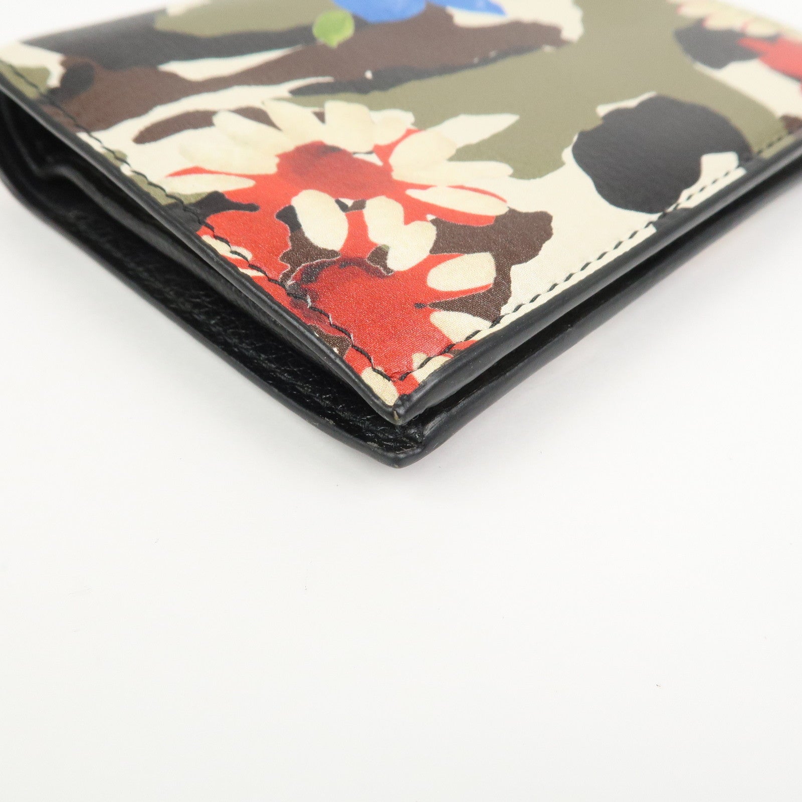 MIU MIU Flower Leather Bi-fold Compact Wallet Multicolor 5MV204