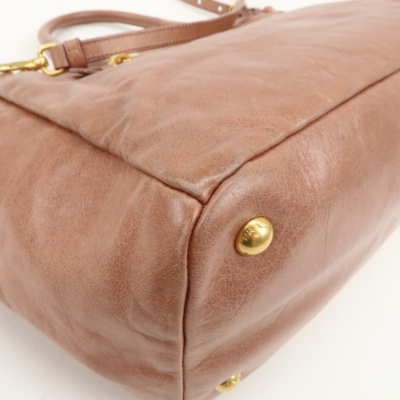 PRADA Triangle Logo Leather 2Way Shoulder Bag Hand Bag Pink BN1921