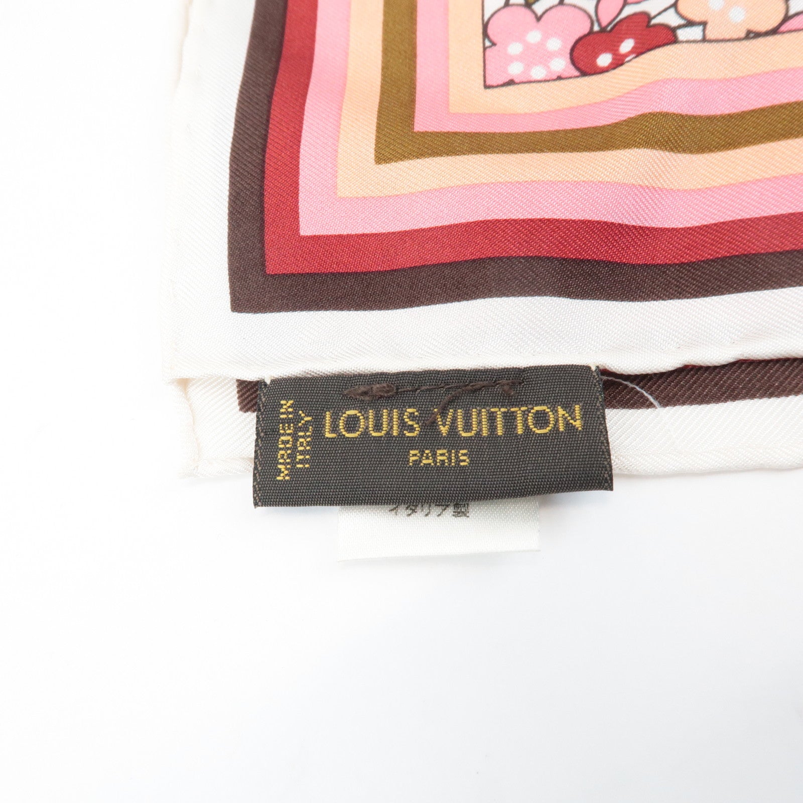 Louis Vuitton 100% Silk Scarf Flower Floral Pink Multicolor Used