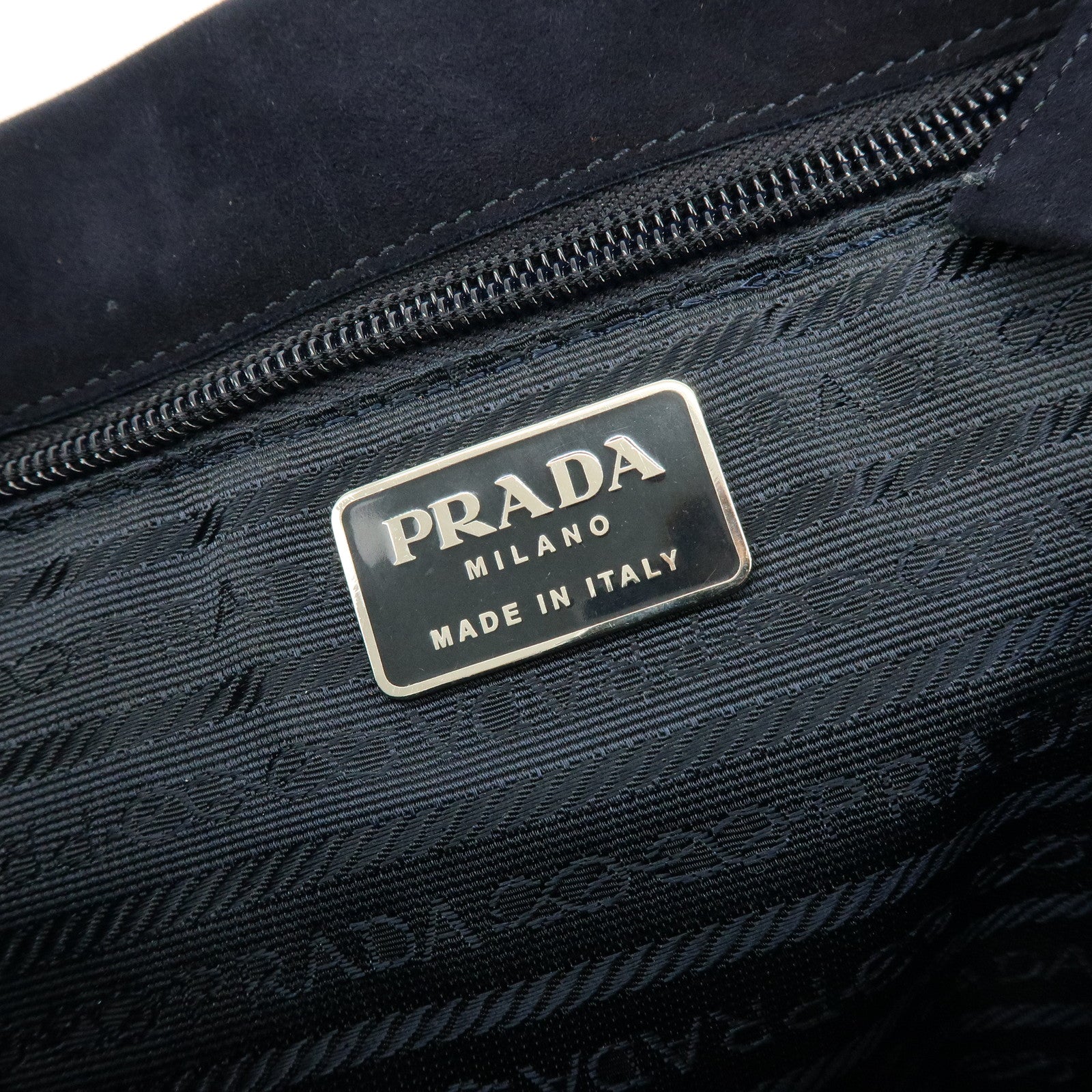 PRADA Logo Suede Chain Shoulder Bag Tote Bag Dark Navy
