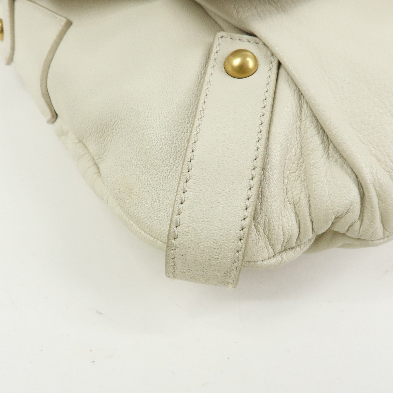 SAINT LAURENT PARIS YSL Ribbon Leather Shoulder Bag Ivory 151216